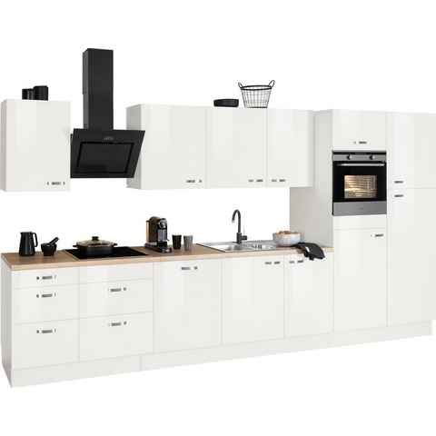 OPTIFIT Küchenzeile Cara mit Hanseatic E-Geräten, Breite 400 cm, Induktionskochfeld, Soft-Close-Funktion, Vollauszüge