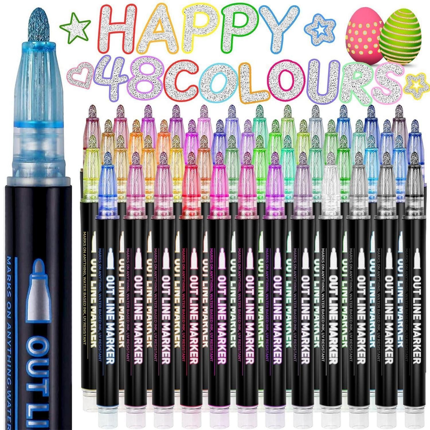 LuxusKollektion Buntstift Glitzerstifte 48 Farbenoutlineffekt Metallic