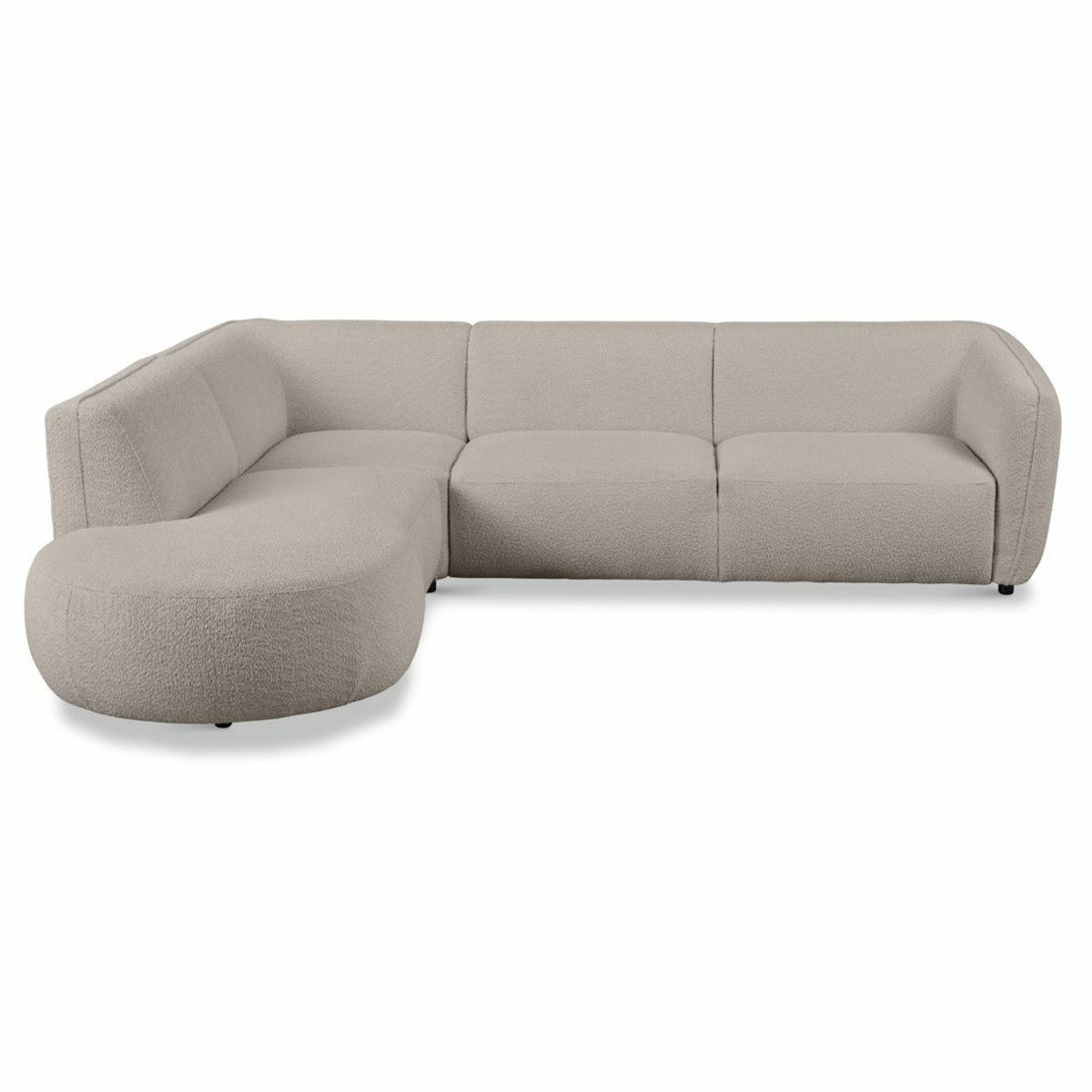 Dixx Divani Ecksofa Eleven, abgerundetes Design, L-Form, wählbare Ottomane, Textilbezug Bouclé