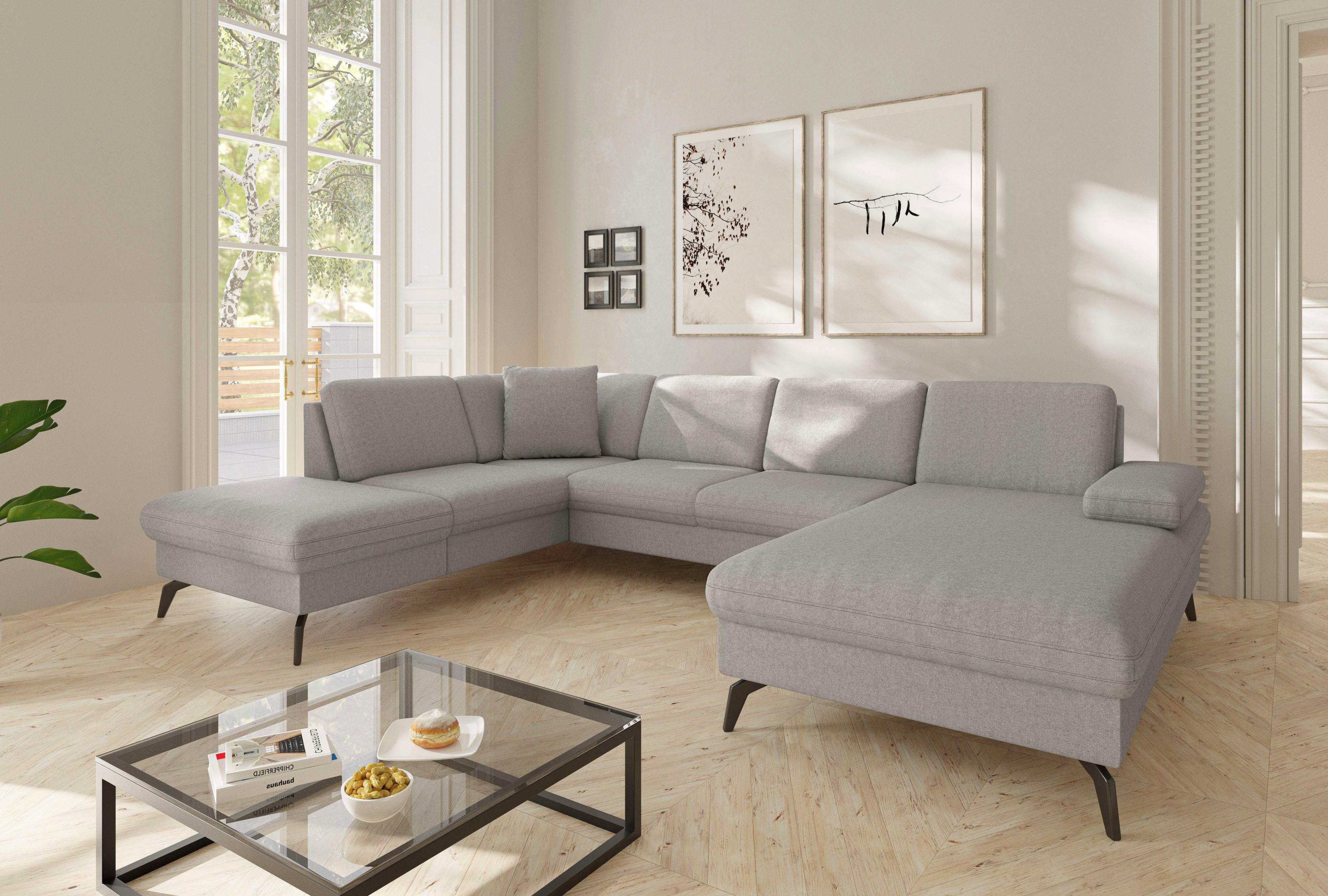 sit&more Wohnlandschaft Morris Jubi U-Form, B: 300 cm, mit Armteilfunktion & 1 Zierkissen, optional Bettfunktion