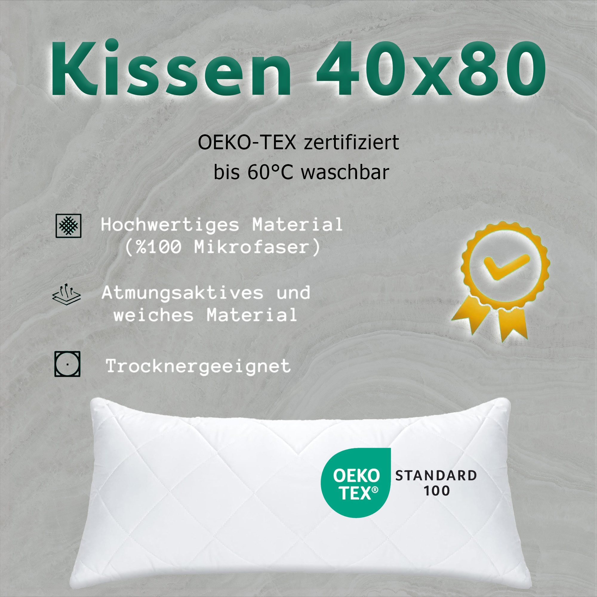 livessa Kopfkissen mit Bezug - 40x80 / 80x80 cm - Kissen mit Kissenbezug, Füllung: Hohlfaser, Kissen mit Bezug, Kissen %100 Microfaser - Kissenbezug 100%Baumwolle