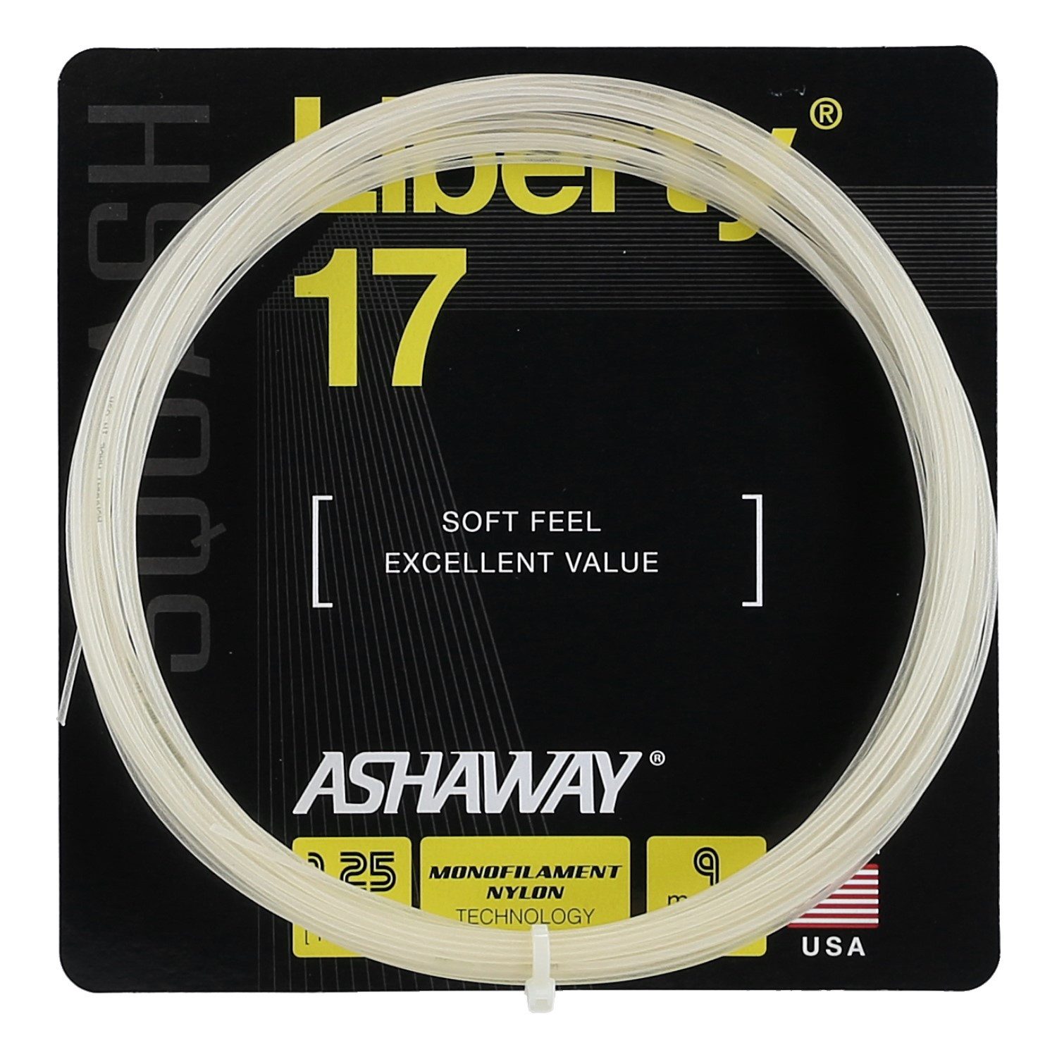 Ashaway Squashsaite Liberty 17 weiss 9m Set, Saitendicke: 1.25