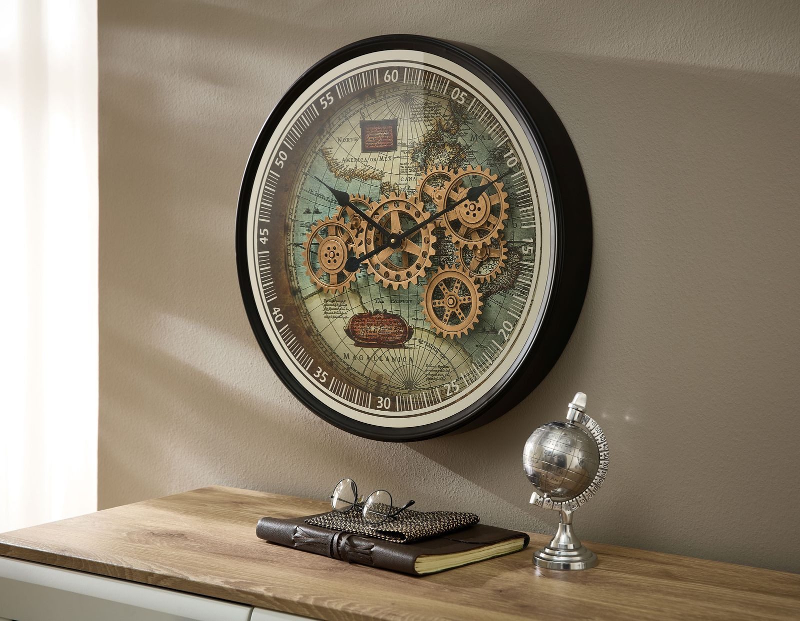 formano Wanduhr XXL Weltkarte 58cm Metall günstig online kaufen