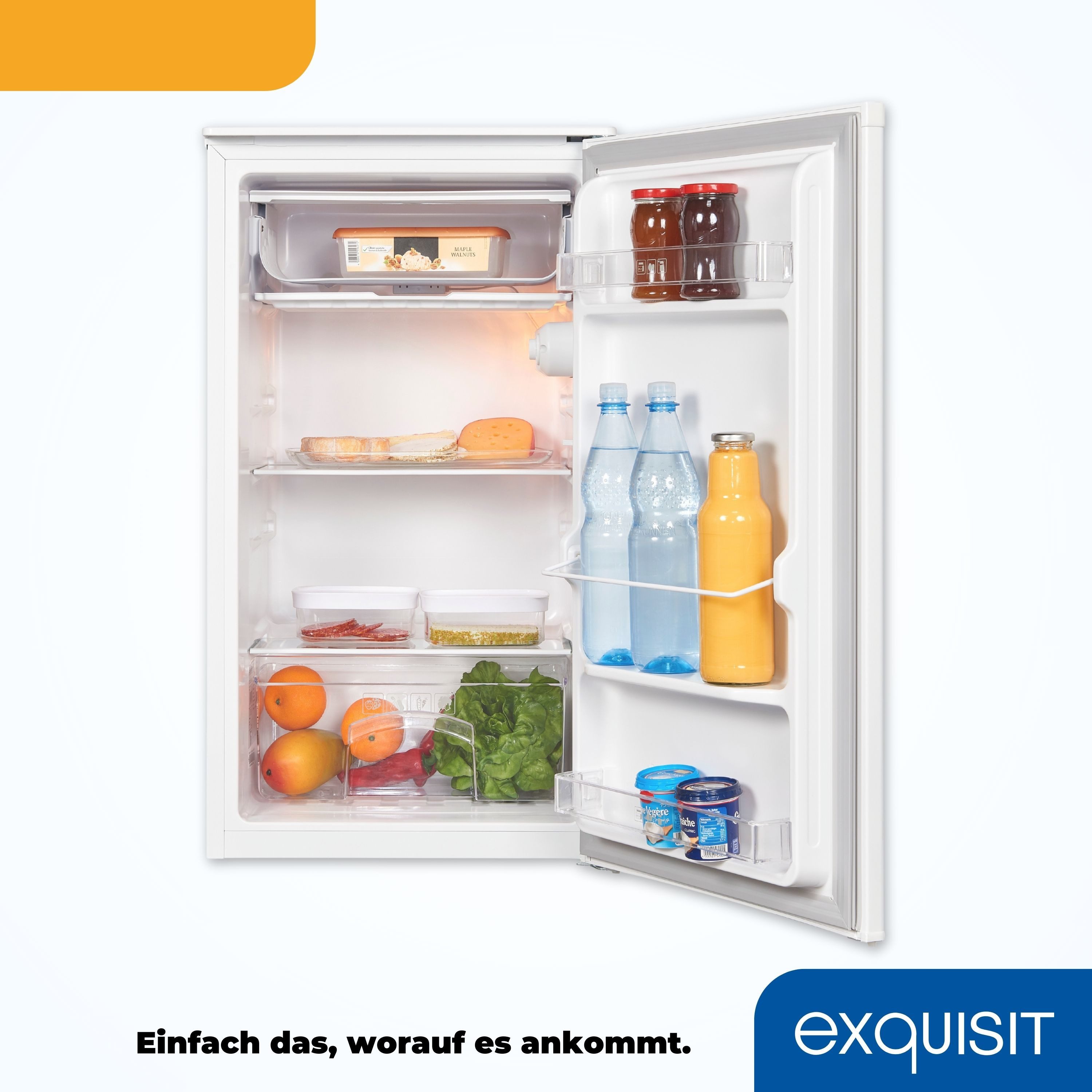 exquisit Kühlschrank KS116-0-041E weiss, 85 cm hoch, 48 cm breit, Ihr kompakter 90 L Kühlschrank: sparsam, flexibel & praktisch – Bild 5 von 5