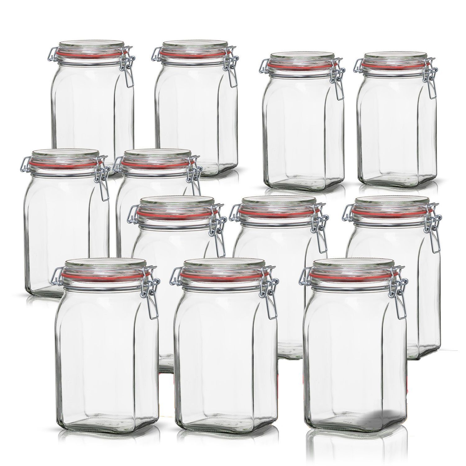 BigDean Einmachglas 12x Банки для хранения 1,1L Deckel & Bügelverschluss Made in Germany, Glas, (12-tlg), Einweck Glas