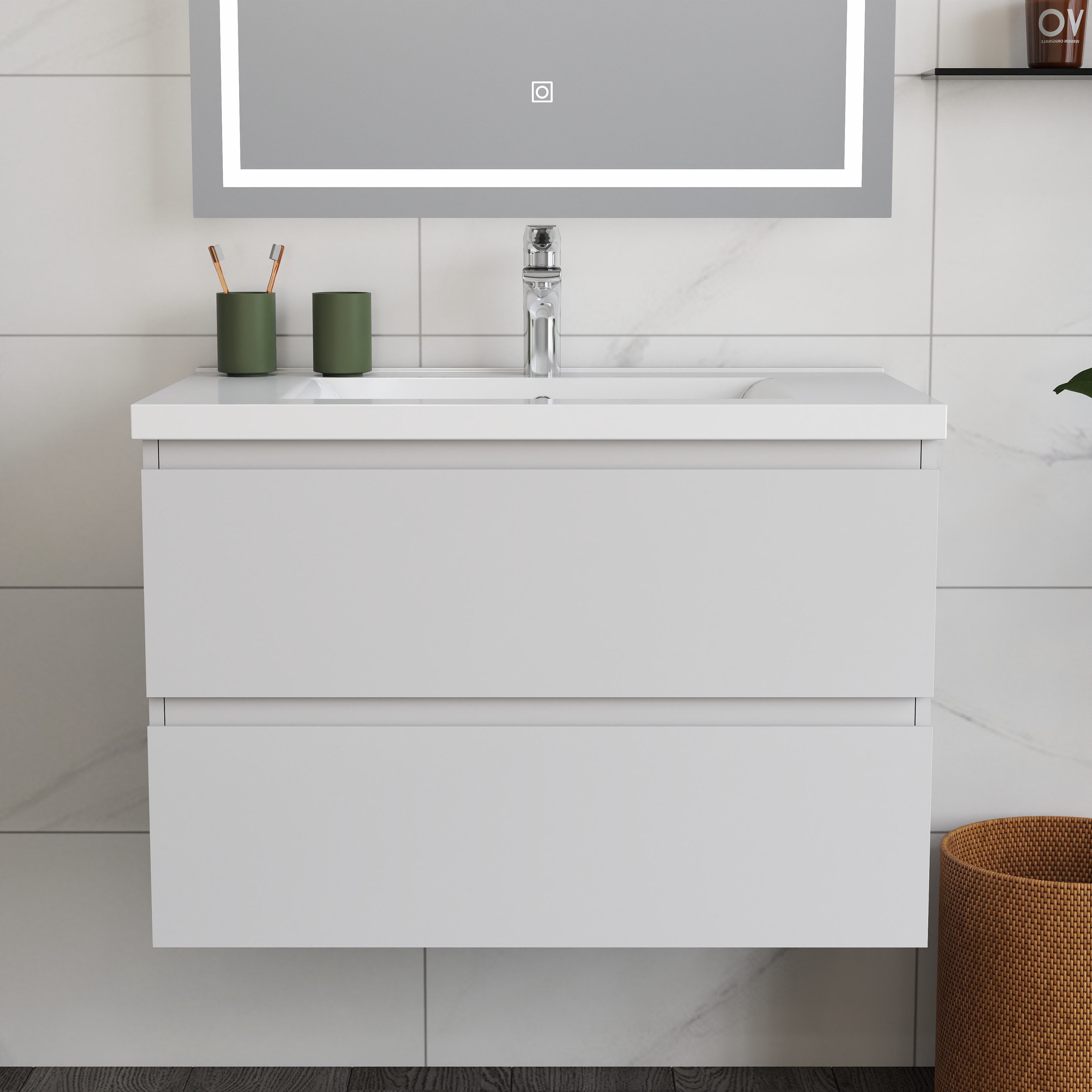 duschspa Waschtisch Waschbecken mit Unterschrank Badschrank Waschplatz Badmöbel Set, Matt, 50-120cm