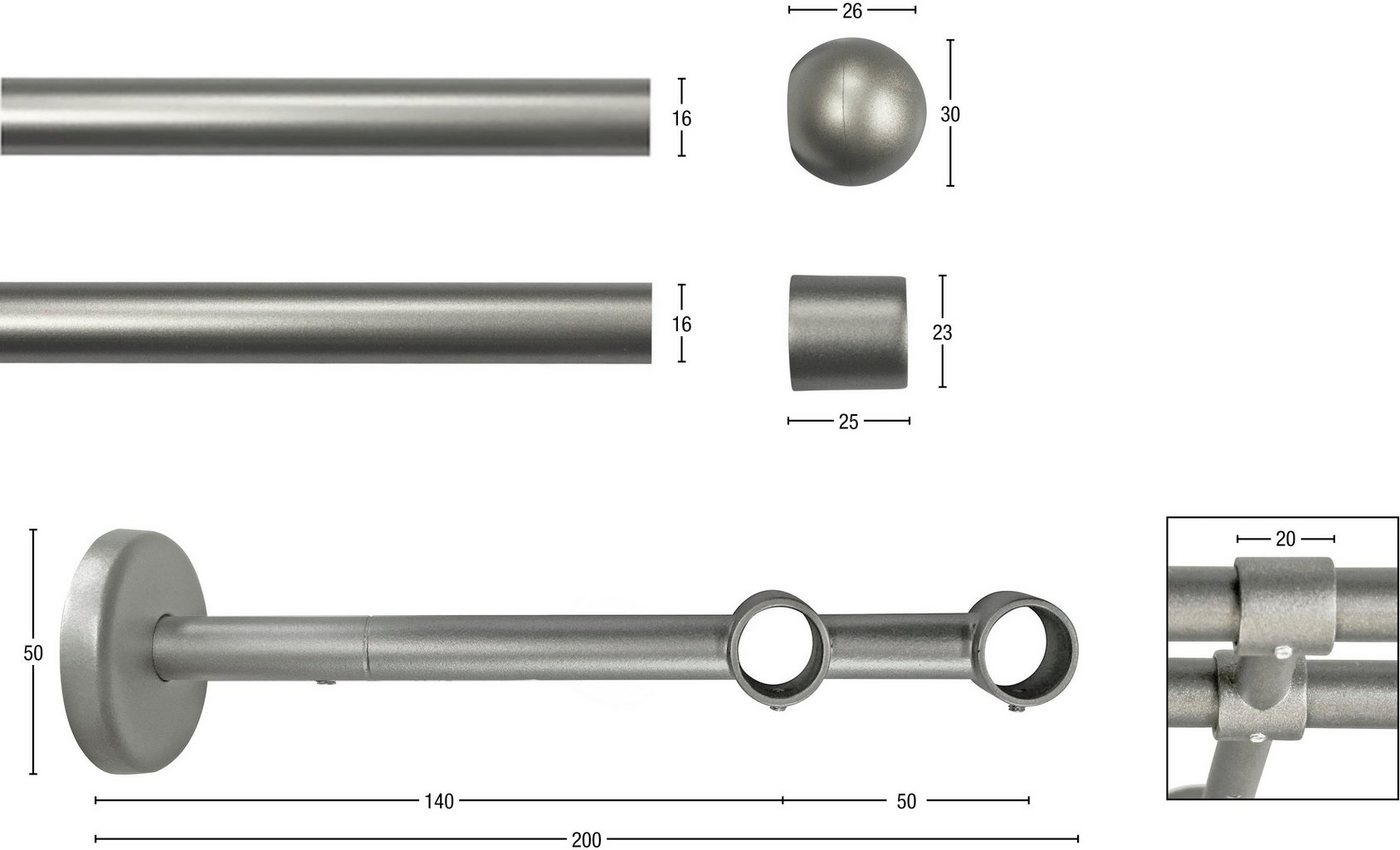 Gardinenstange »Bolti«, GARESA, Ø 16 mm, 2-läufig, Wunschmaßlänge-kaufen