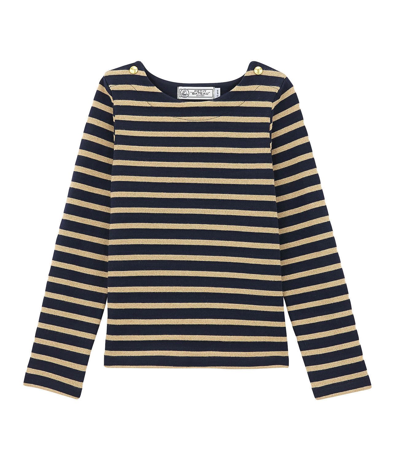 Petit Bateau Langarmshirt PETIT BATEAU Langarmshirt Shirt Streifen marine gold Glitzer