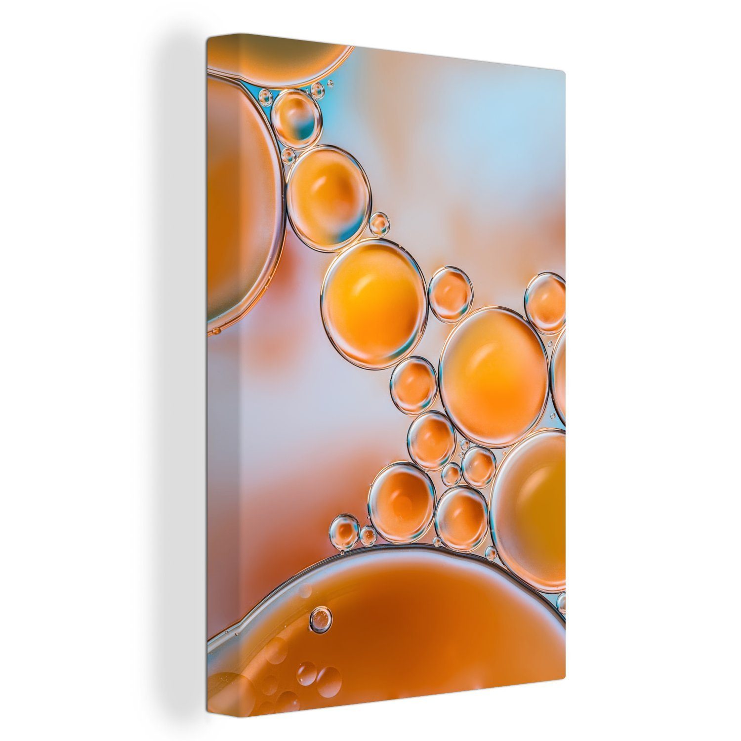 OneMillionCanvasses® Leinwandbild Seifenblasen - Orange - Wasser, (1 St), Leinwandbild fertig bespannt inkl. Zackenaufhänger, Gemälde, 20x30 cm