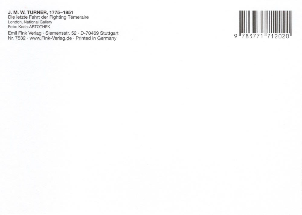 Thumbnail - Postkarte Kunstkarte William Turner "Die letzte Fahrt der Fighting Témeraire"
