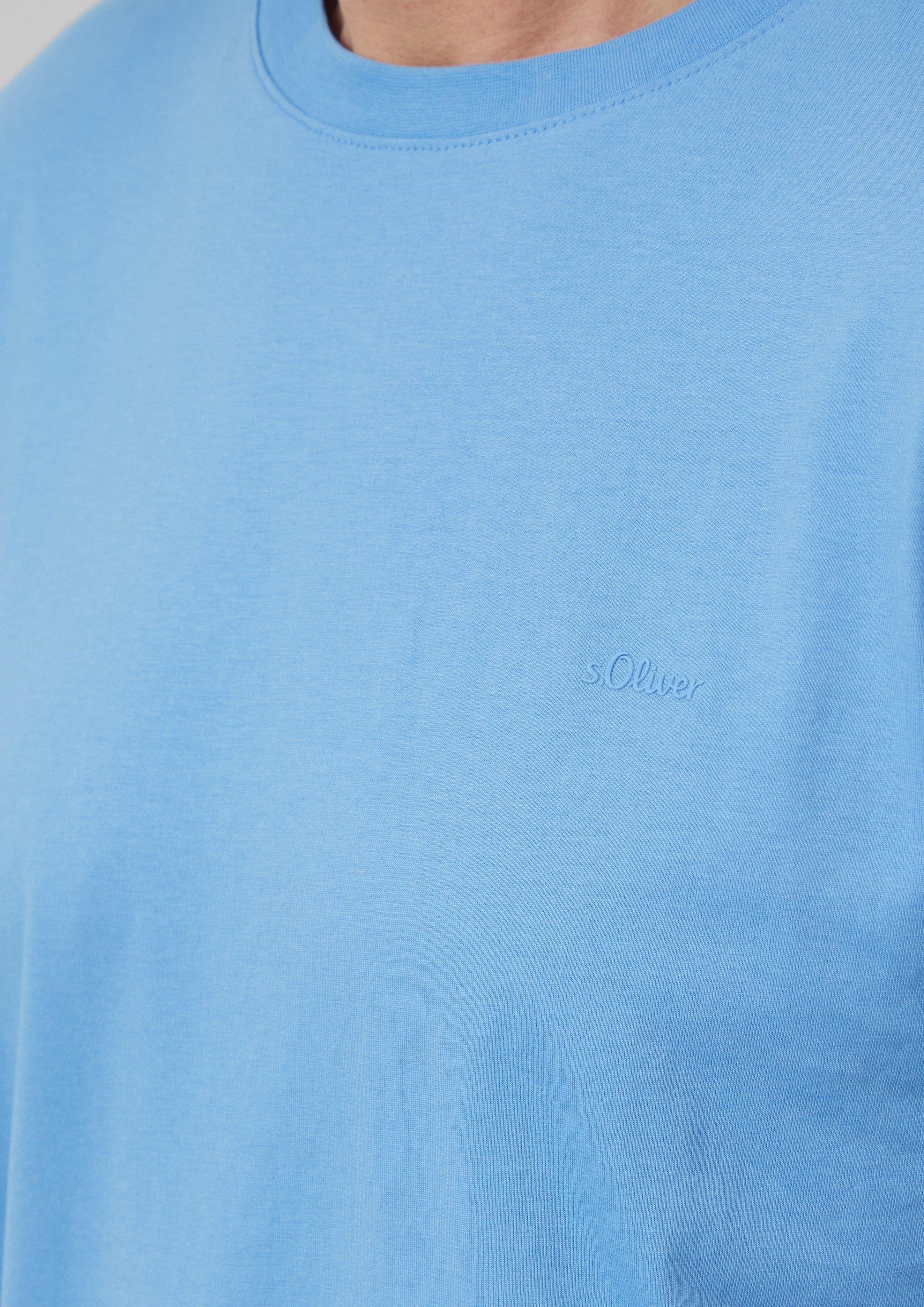 s.Oliver Kurzarmshirt Baumwoll-T-Shirt mit kleinem Logo-Print günstig online kaufen