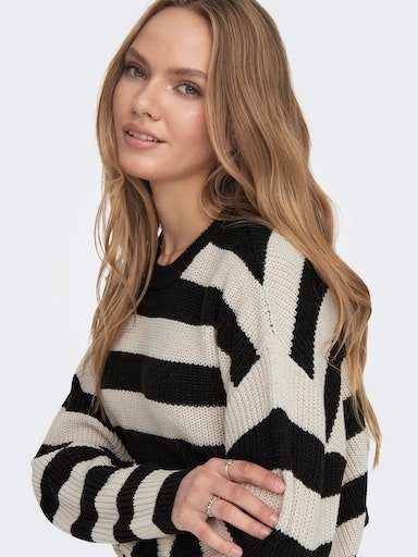 ONLMALAVI STONE PULLOVER L/S ONLY NOOS Stripes:WIDE/ Black Strickpullover PUMICE KNT CROPPED