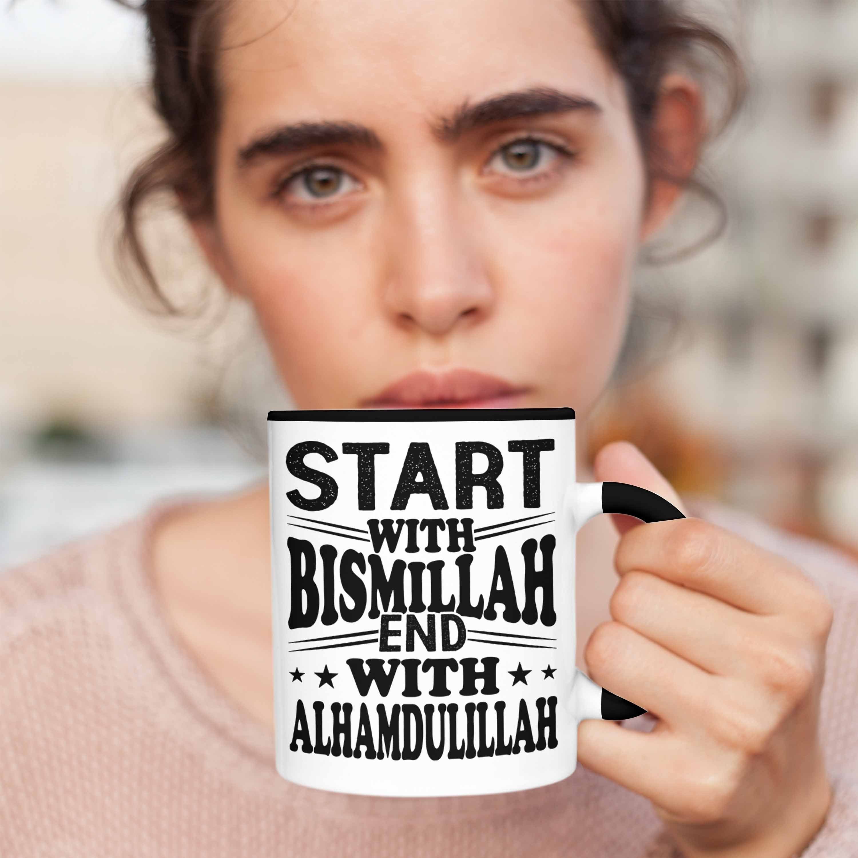 Muslime With Trendation Gla Alhamdulillah Tasse Start Schwarz Geschenk Tasse End Bismillah With