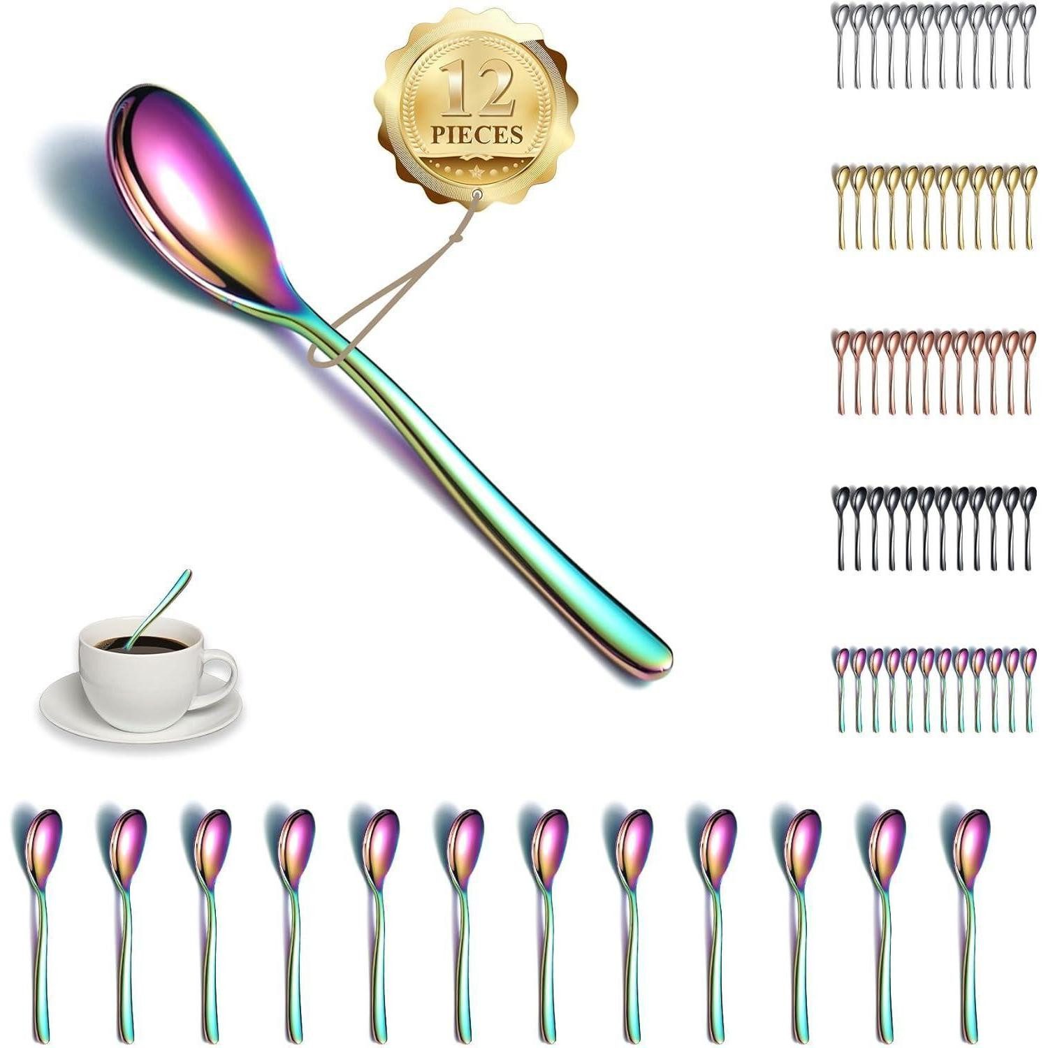 LuxusKollektion Teelöffel Teelöffel Regenbogen Edelstahl 14cm 12 Stück 5. Regenbogen