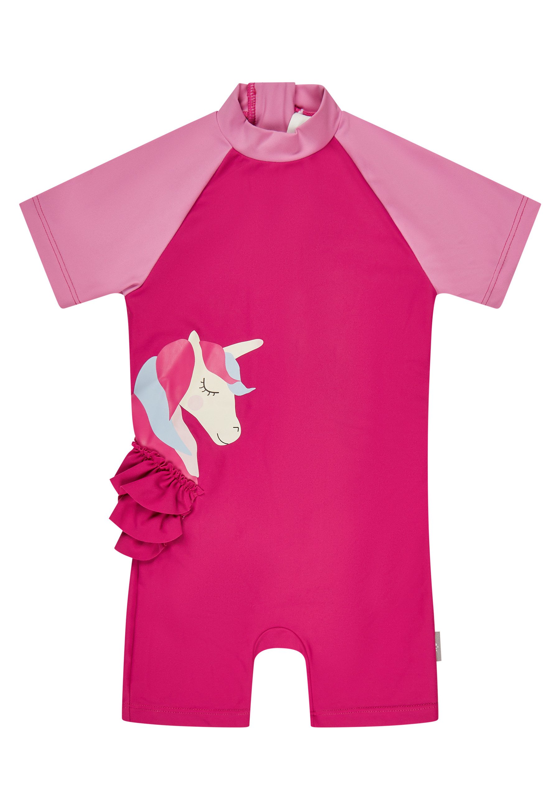 Sterntaler® Badeanzug 50+ Schwimmanzug Einhorn (1-St) Schwimmanzug kurzarm Einhorn, Rüschen, Reißverschluss, Windeleinsatz