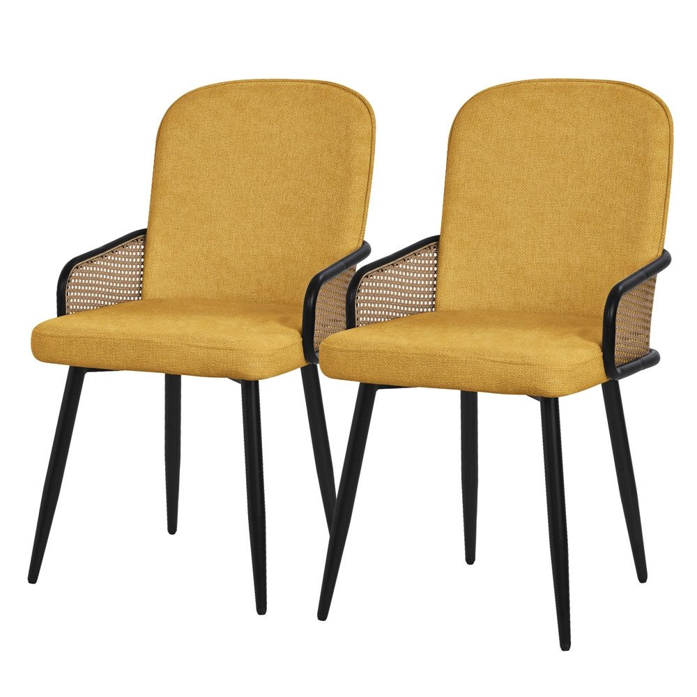 ML-DESIGN Polsterstuhl Esszimmerstühle mit Armlehne & Rückenlehne Ergonomische moderne Design (2 St), Armlehnstuhl mit Metallbeine 2er Set Senf Lounge Sessel bis 120 kg