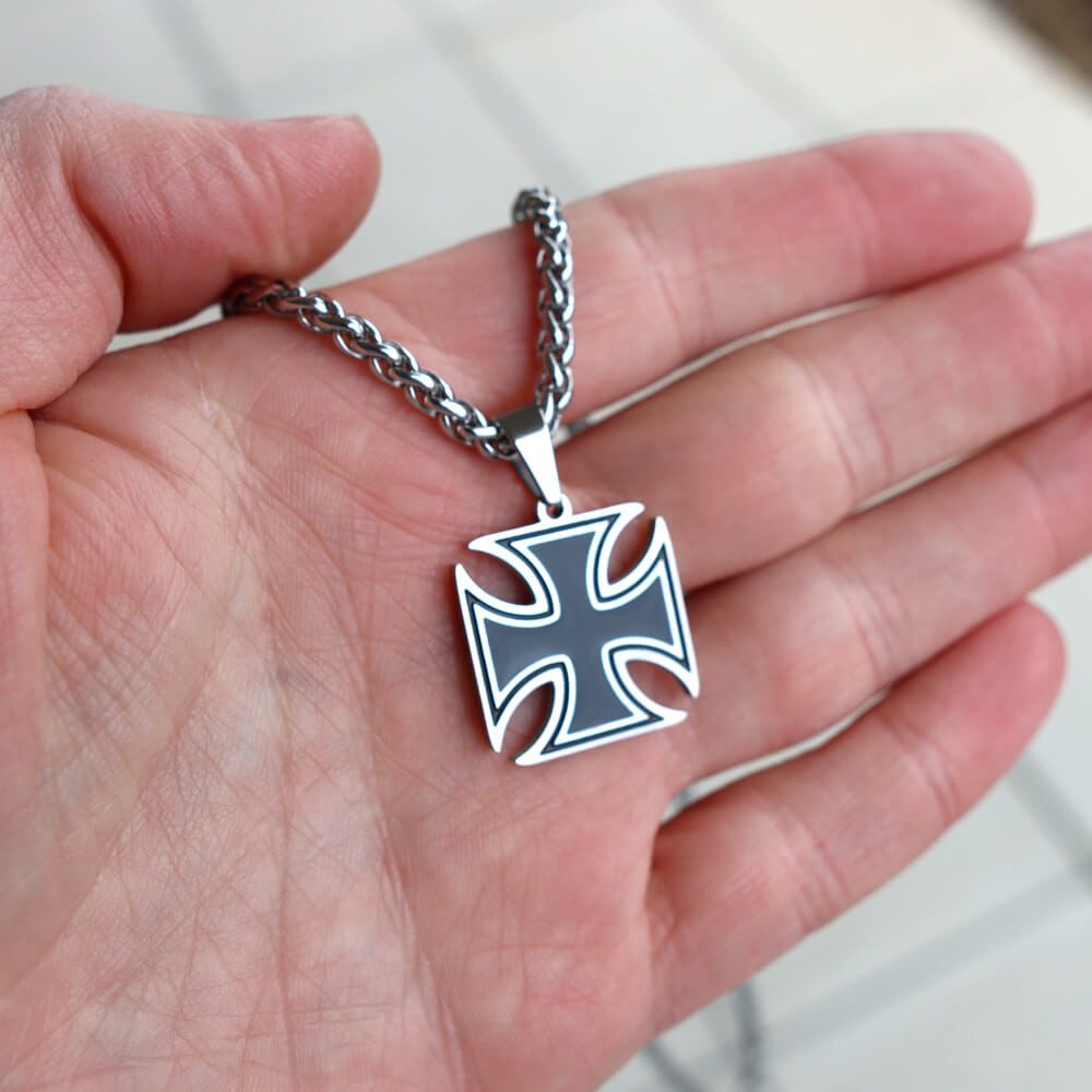 DALMARO Kette mit Anhänger Lederkette Edelstahlkette 316L EISERNE KREUZ, He günstig online kaufen