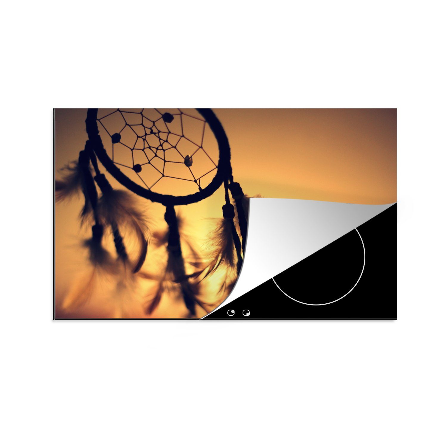 MuchoWow Herdblende-/Abdeckplatte Die Silhouette eines Traumfängers, Vinyl, (1 tlg), 81x52 cm, Induktionskochfeld Schutz für die küche, Ceranfeldabdeckung