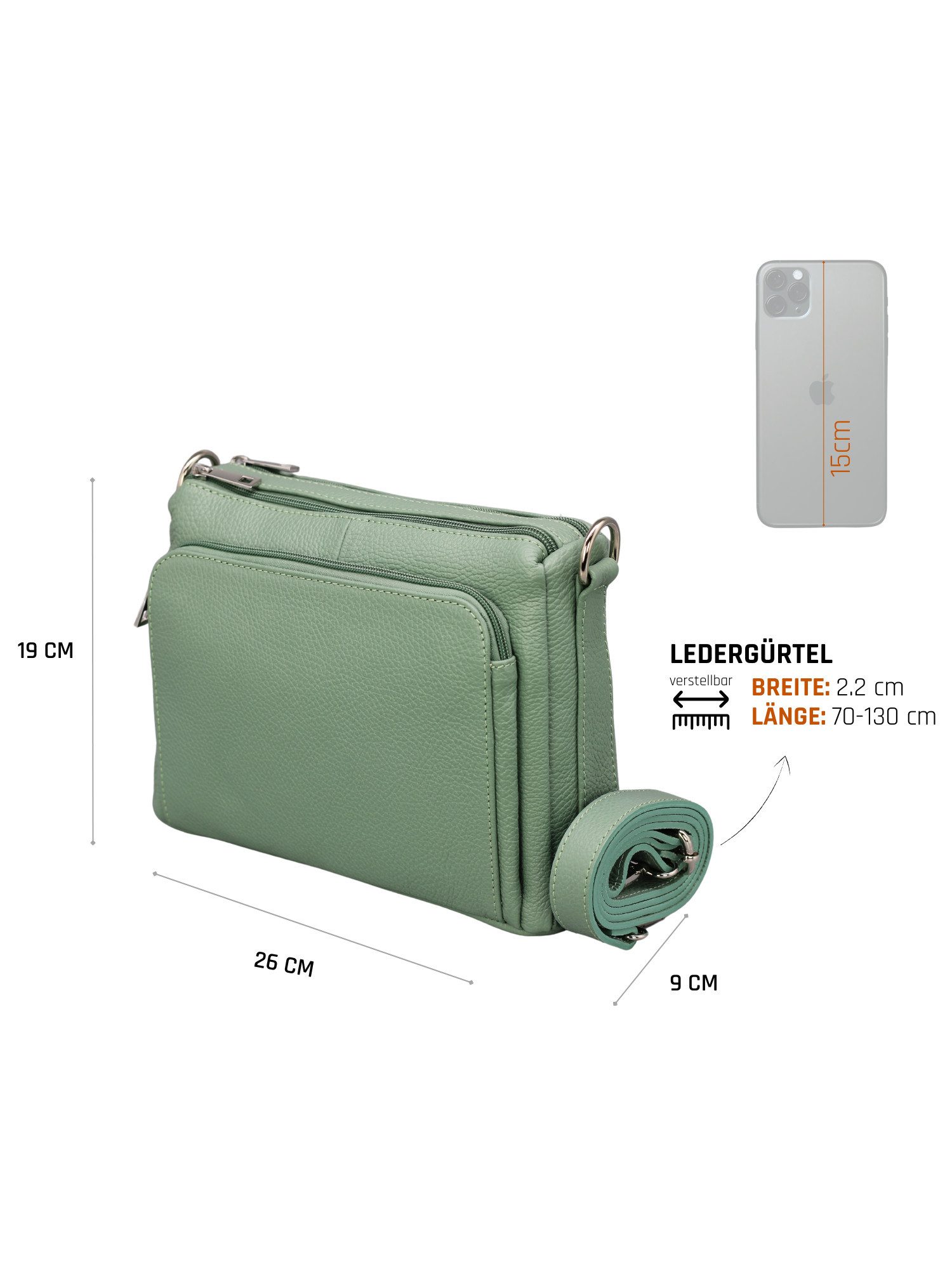 Adel Bags Schultertasche BECKY Umhängetasche für Damen, Schultertasche aus Echtleder (Einzelstück, verstellbarer Lederriemen), Handarbeit aus Italien