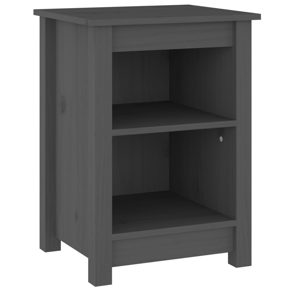 vidaXL Nachtkommode, Nachttisch Grau 40x35x55 cm Massivholz Kiefer