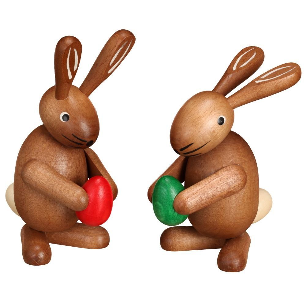 Jan Stephani Erzgebirgische Volkskunst Osterhase Osterartikel Hasenpaar bunt Höhe 14cm NEU