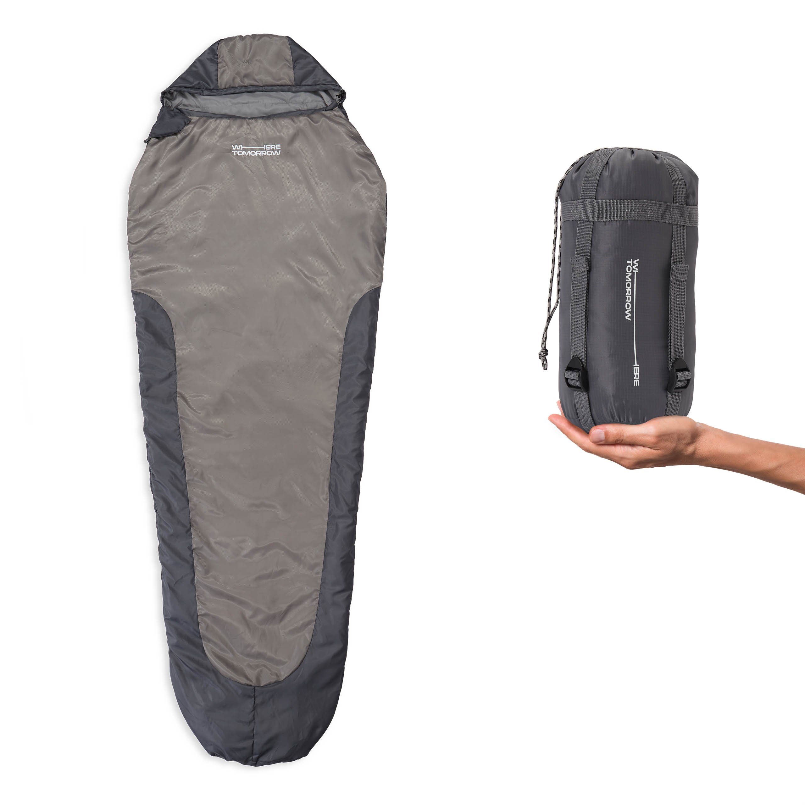 Lumaland Mumienschlafsack Where Tomorrow Camping Schlafsack 220x80x50, wasserabweisend Wärmekragen im Schulterbereich Camping Outdoor -5°C