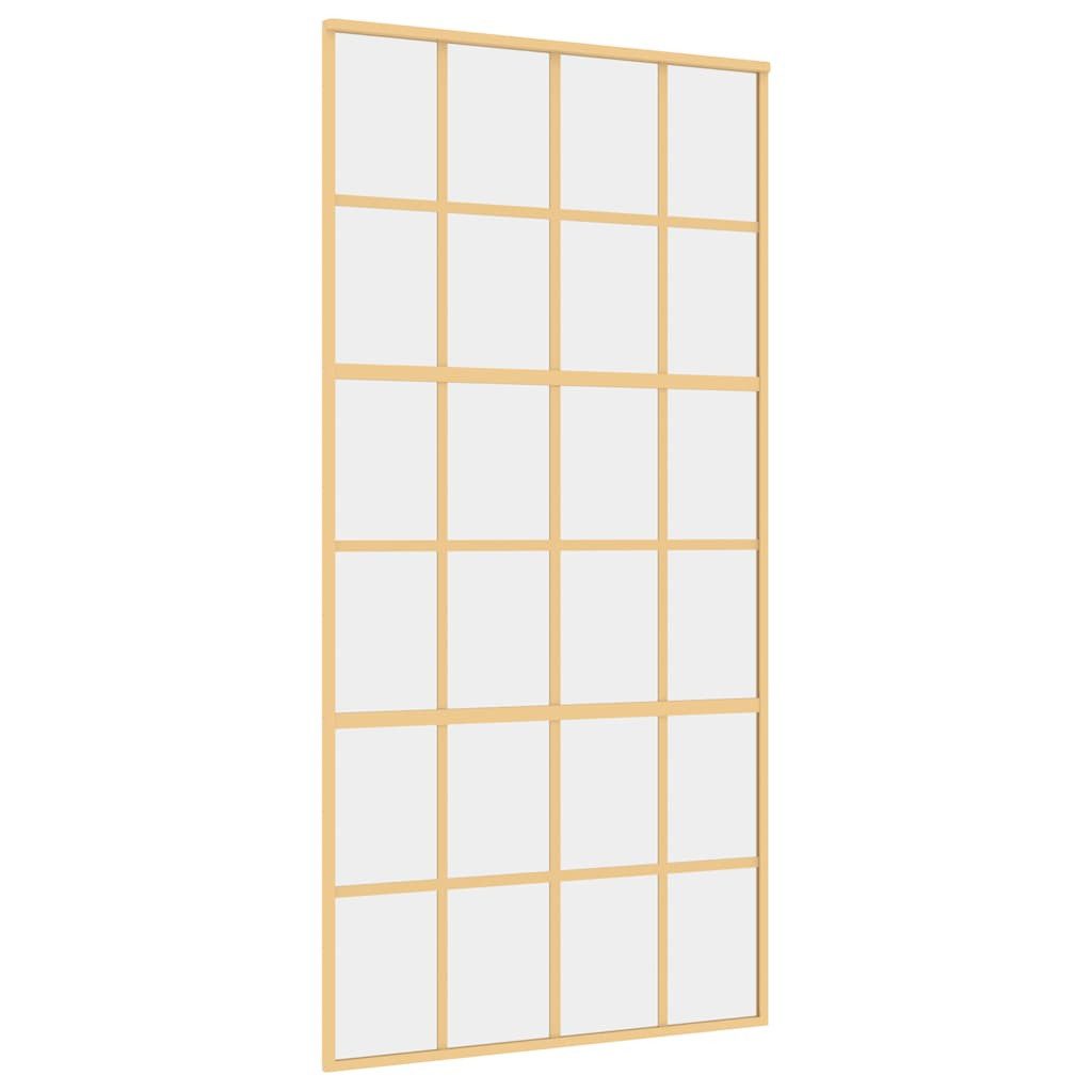 vidaXL Haustür Schiebetür Golden 102,5x205 cm ESG-Klarglas und Aluminium (1-St)