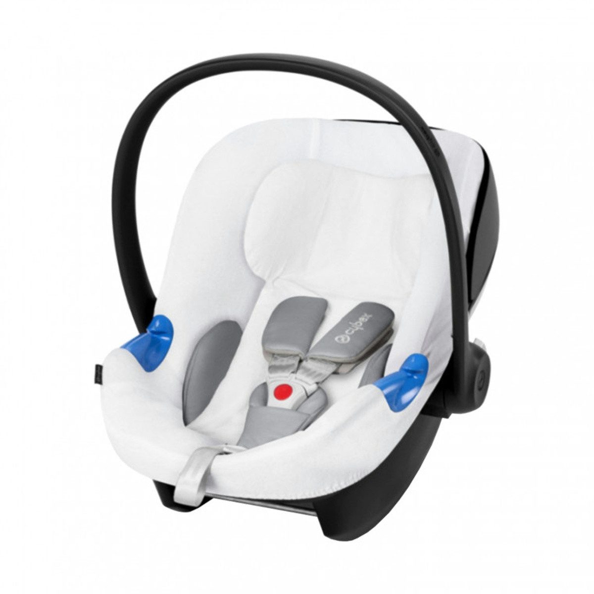 Cybex Kindersitzbezug Cybex Sommerbezug Aton M / Aton B Weiss, Frottee-Bezug für Babyschalen, saugfähig und kühlend