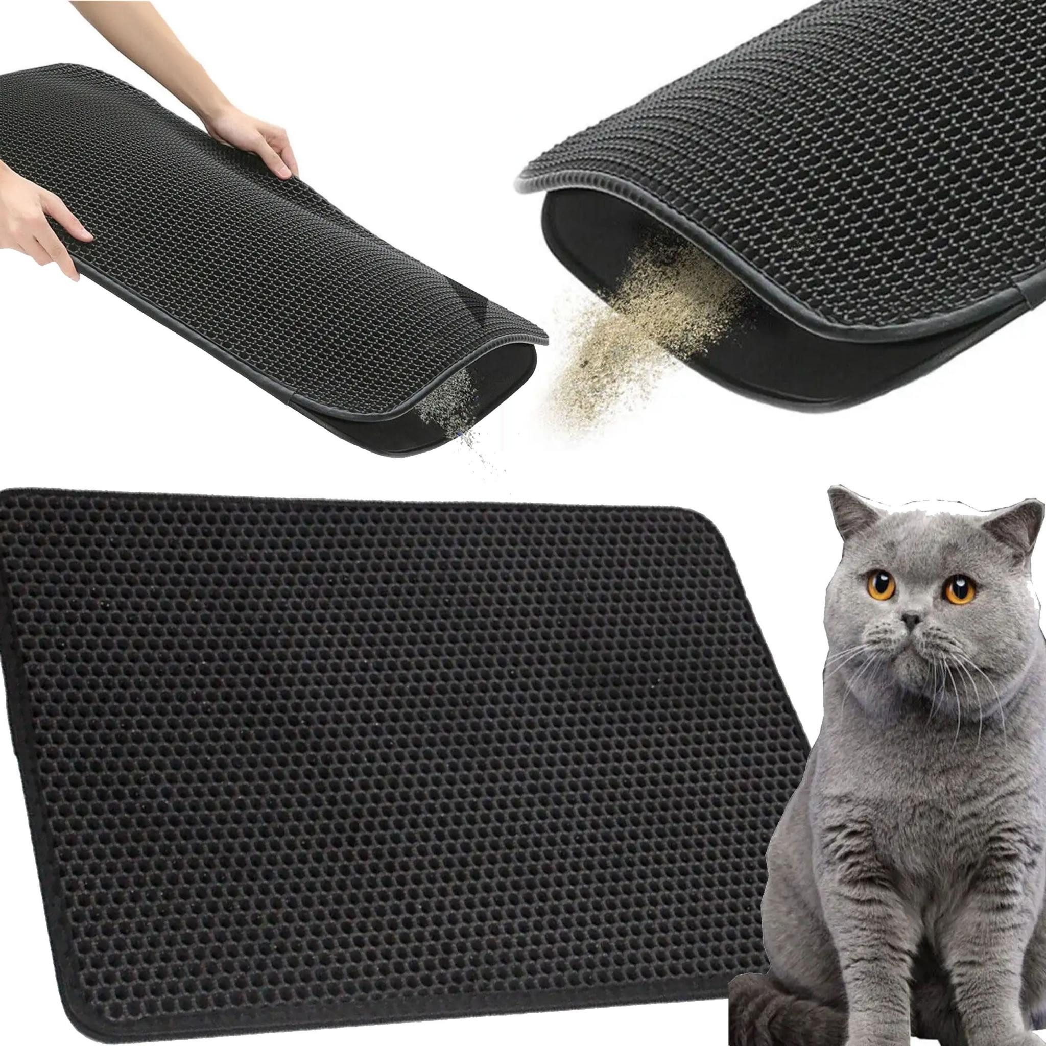 Realb2b Katzentoilette Katzenstreumatte XXL mit Wabenstruktur rutschfest 60x45 cm, Zweilagige Wabenstruktur hält Streu sicher fest