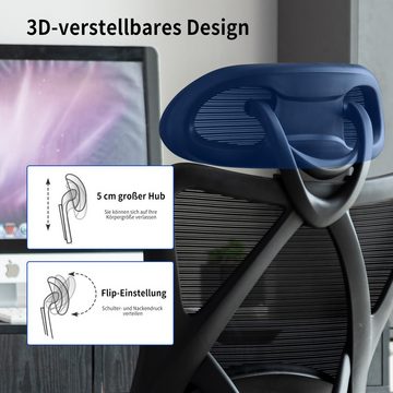 Seven Comfort Bürostuhl Ergonomischer Schreibtischstuhl Chefsessel Drehstuhl (Computerstuhl, Office Chair), 6D-Lendenwirbelstütze, drei Stufen bis zu 130°neigbar