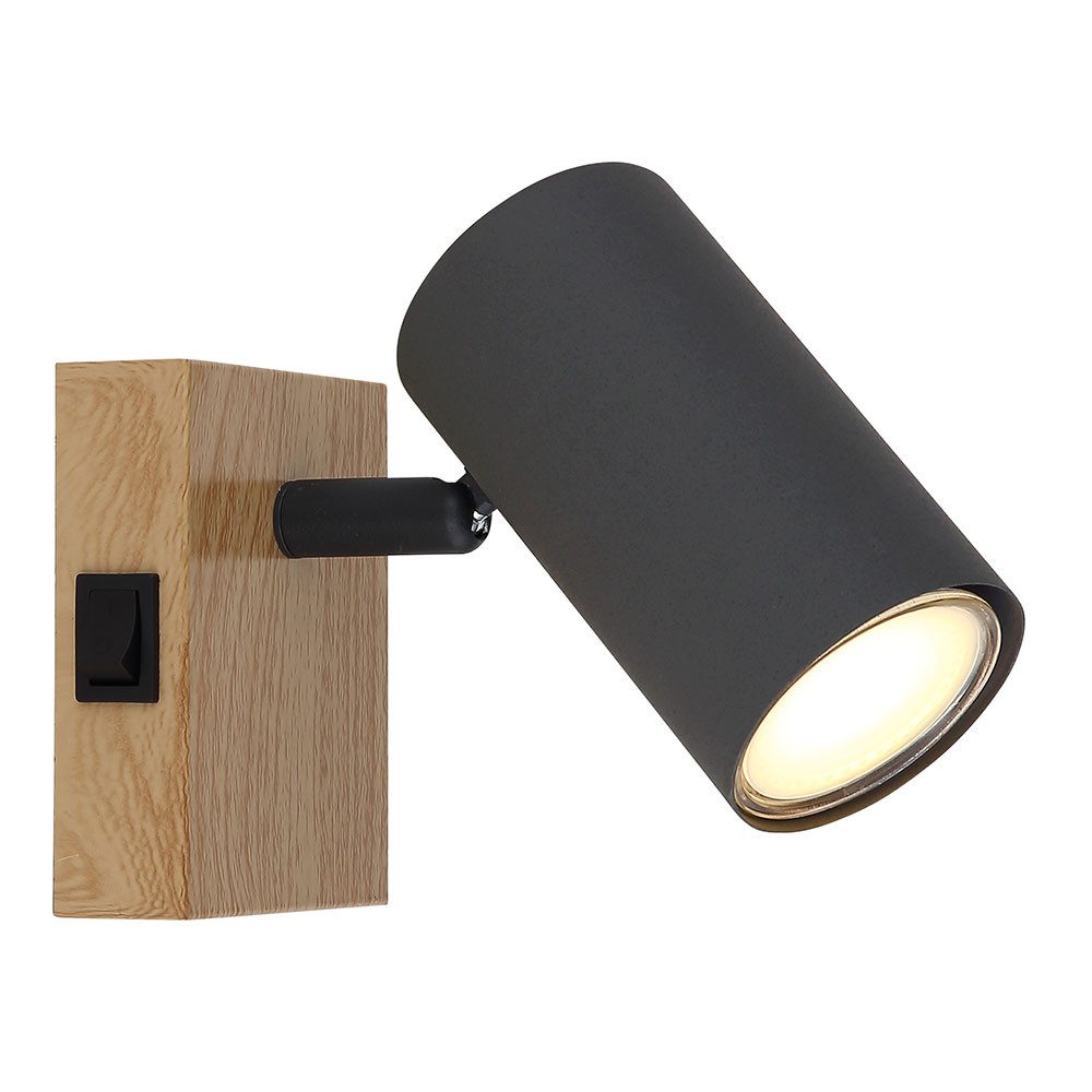 GLOBO LIGHTING Wandleuchte, Leuchtmittel nicht inklusive, Wandlampe Wandleuchte Прожекторы beweglich Holzoptik graphit H 10 cm