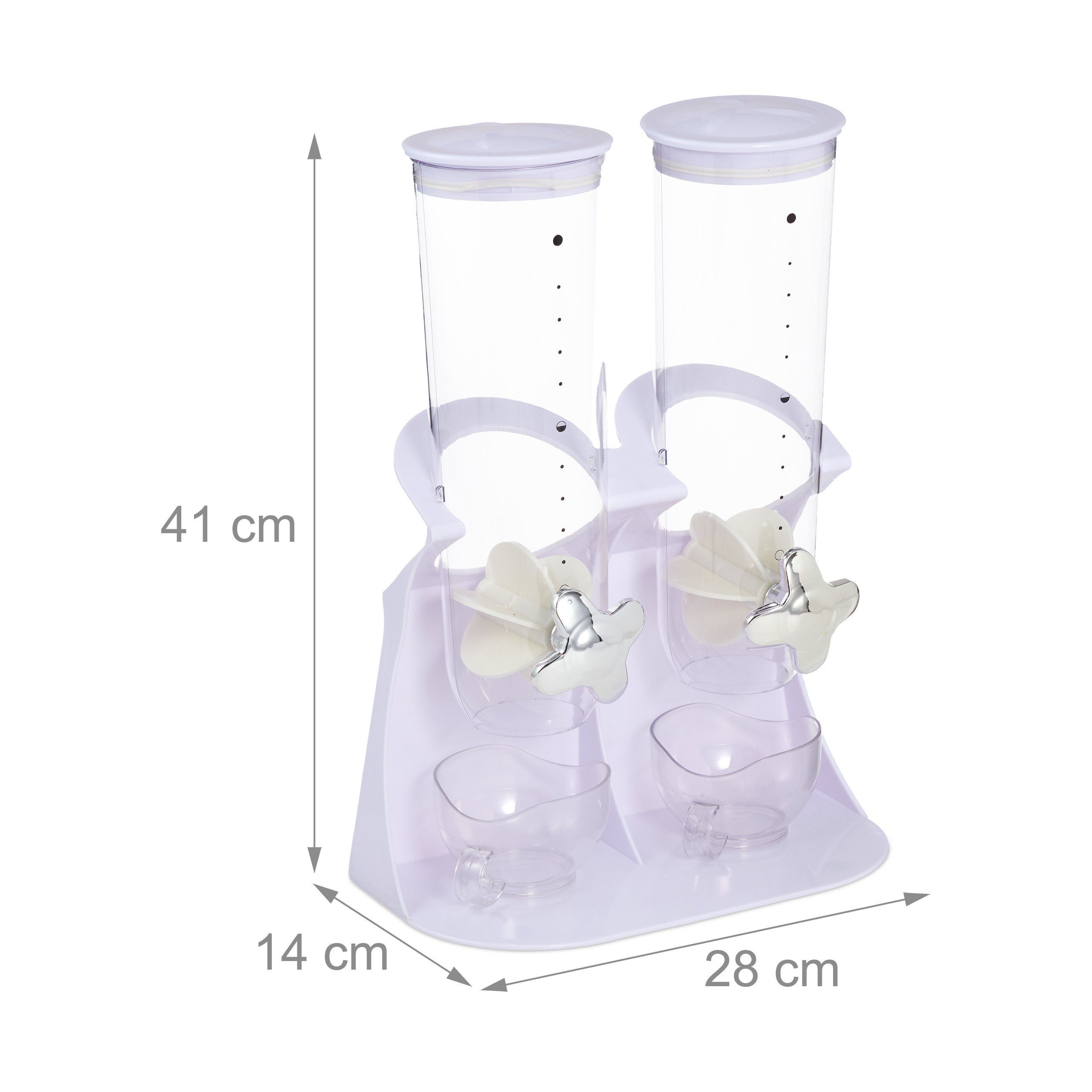 relaxdays Müslispender Doppelter Müslispender, Kunststoff, weiß