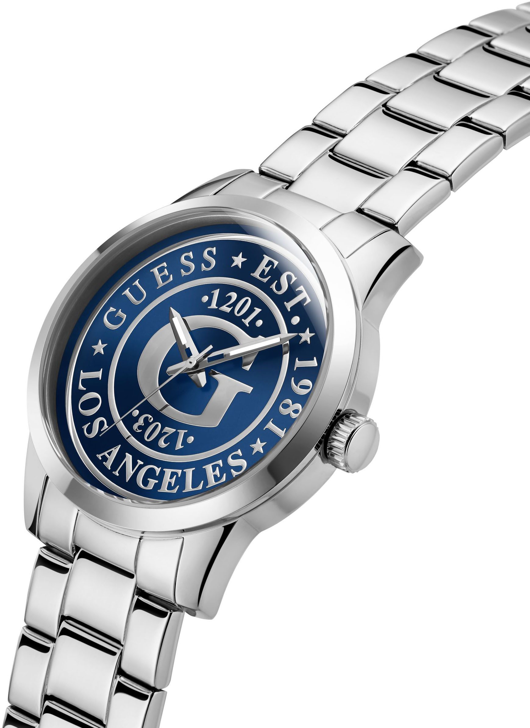 Guess Quarzuhr COLLEGIATE G GW0888G1, Armbanduhr, Herrenuhr, Edelstahlarmband