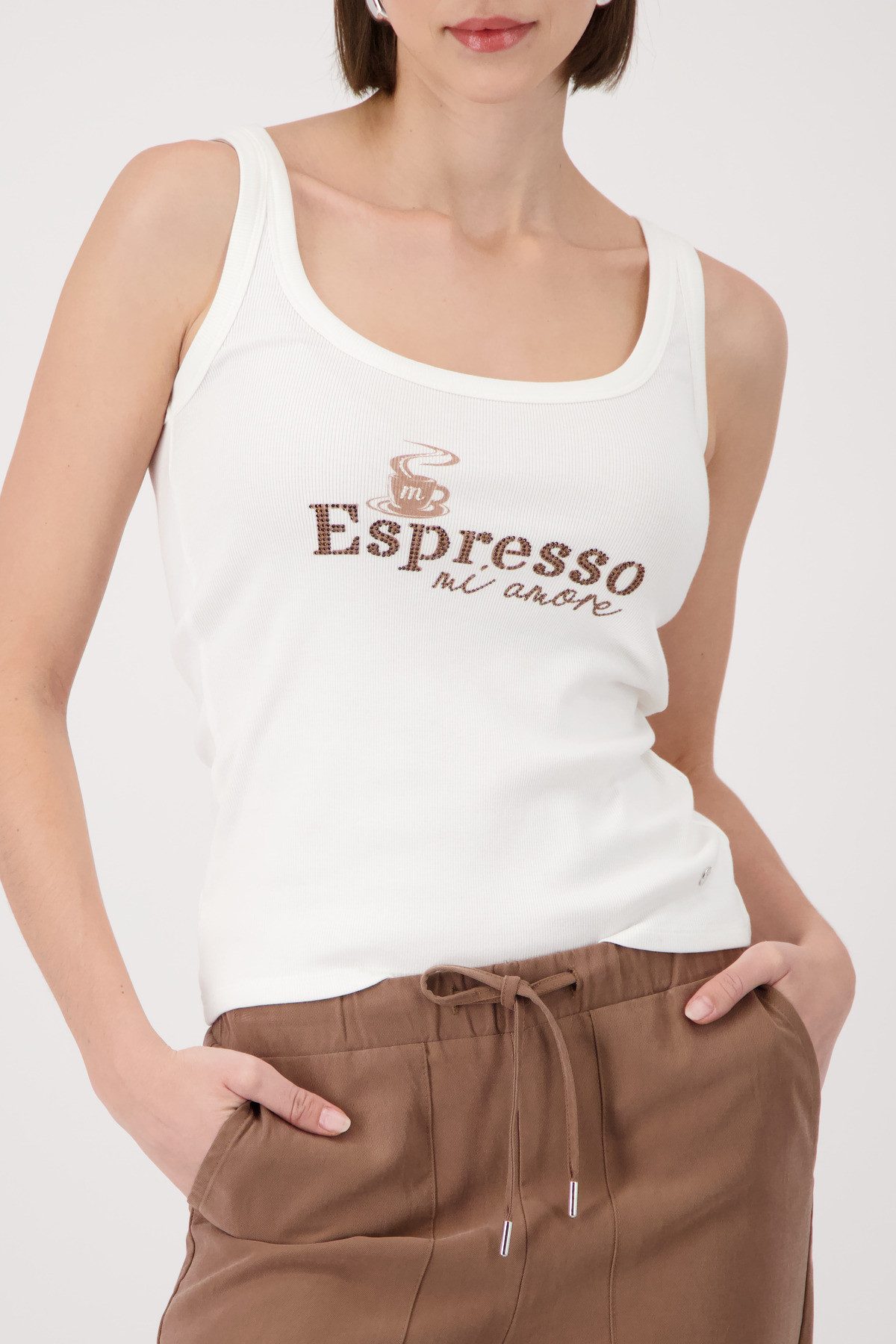 Monari Tanktop Top Espresso Regular fit mit Espresso-Print