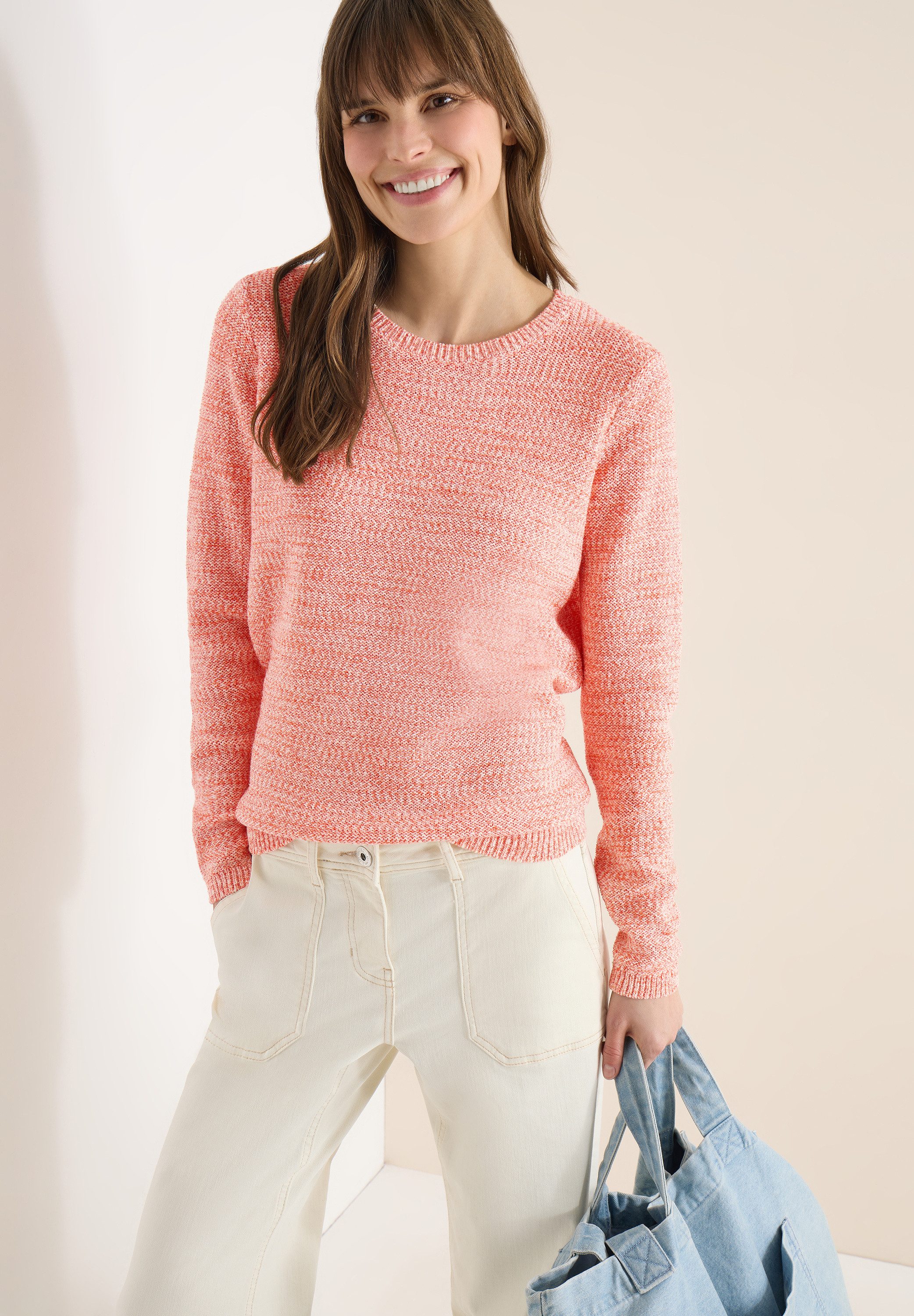 CECIL Strickpullover meliert, mit Rundhals