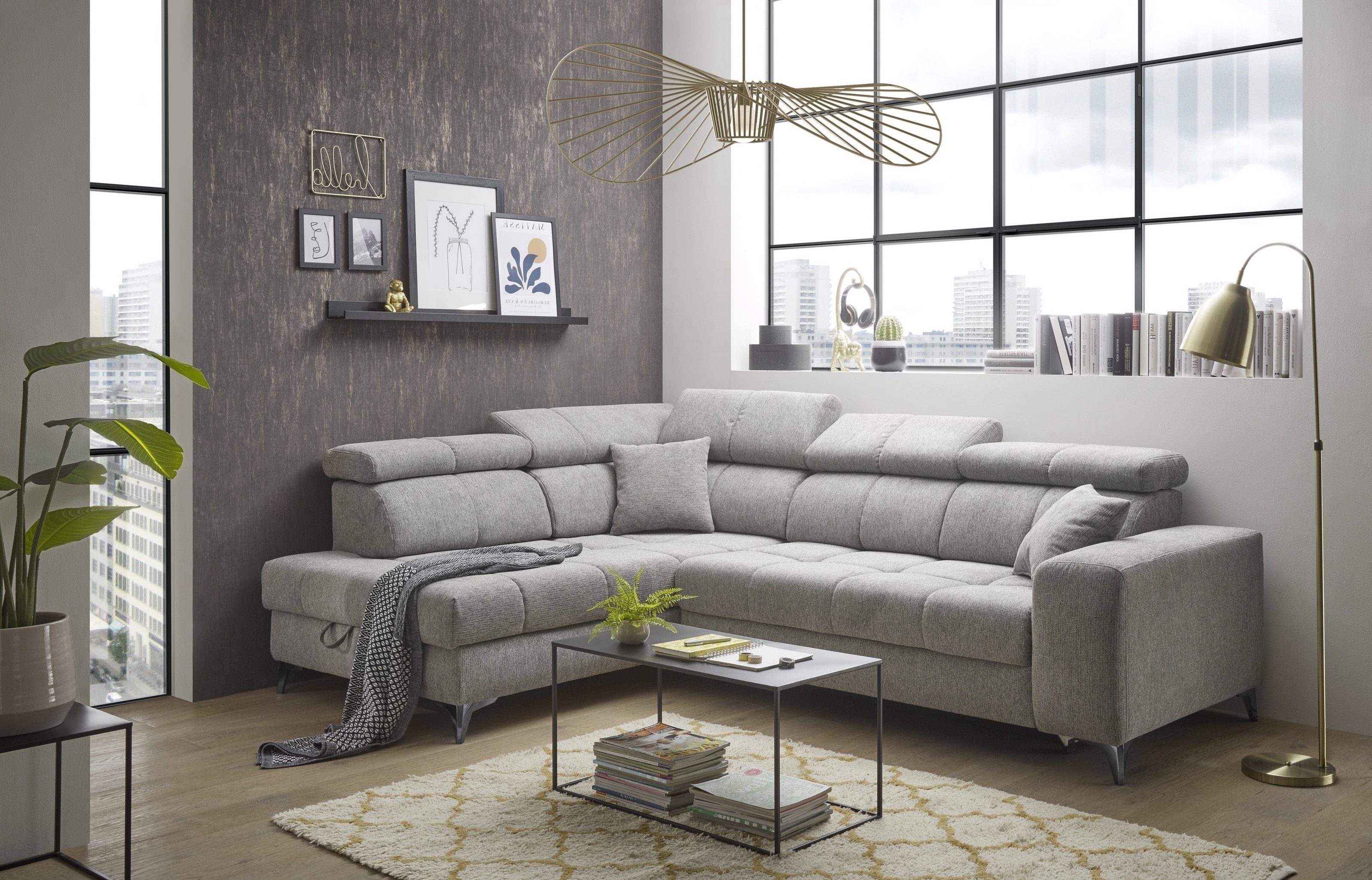 Black Red White Ecksofa taupe" - 268x105x172 (BxHxT)"
