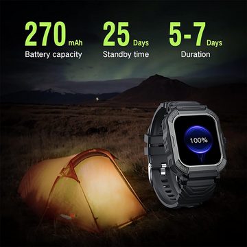 findtime Smartwatch (1,8 Zoll, Android, iOS), mit Telefonfunktion Gesundheitsuhr Fitnessuhr Schrittzähler Pulsuhr