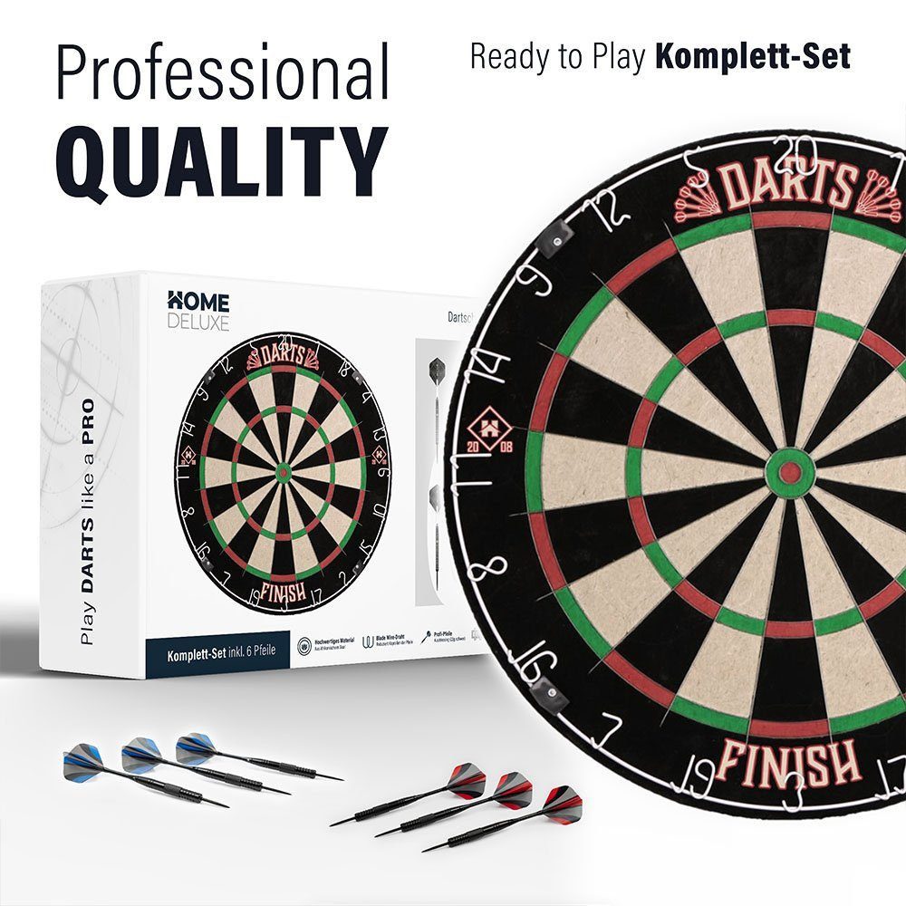 HOME DELUXE Dartscheibe FINISH 45,1 x 45,1 x 4 cm, Dartboard inkl. Dartpfeilen