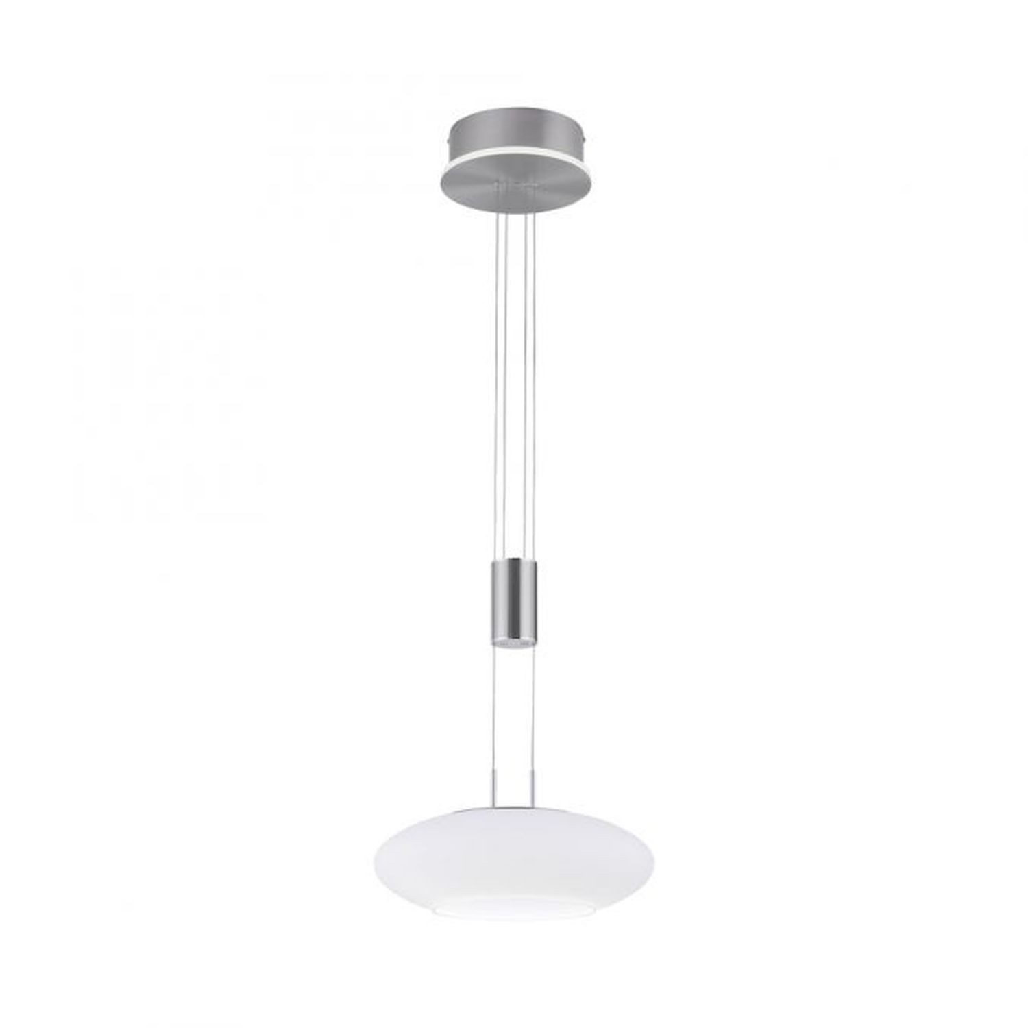 Licht-Erlebnisse Pendelleuchte GIZILL, LED fest integriert, Metall Glas LED mit Dimmer 35 cm breit H: max. 200 cm Stahl Weiß rund