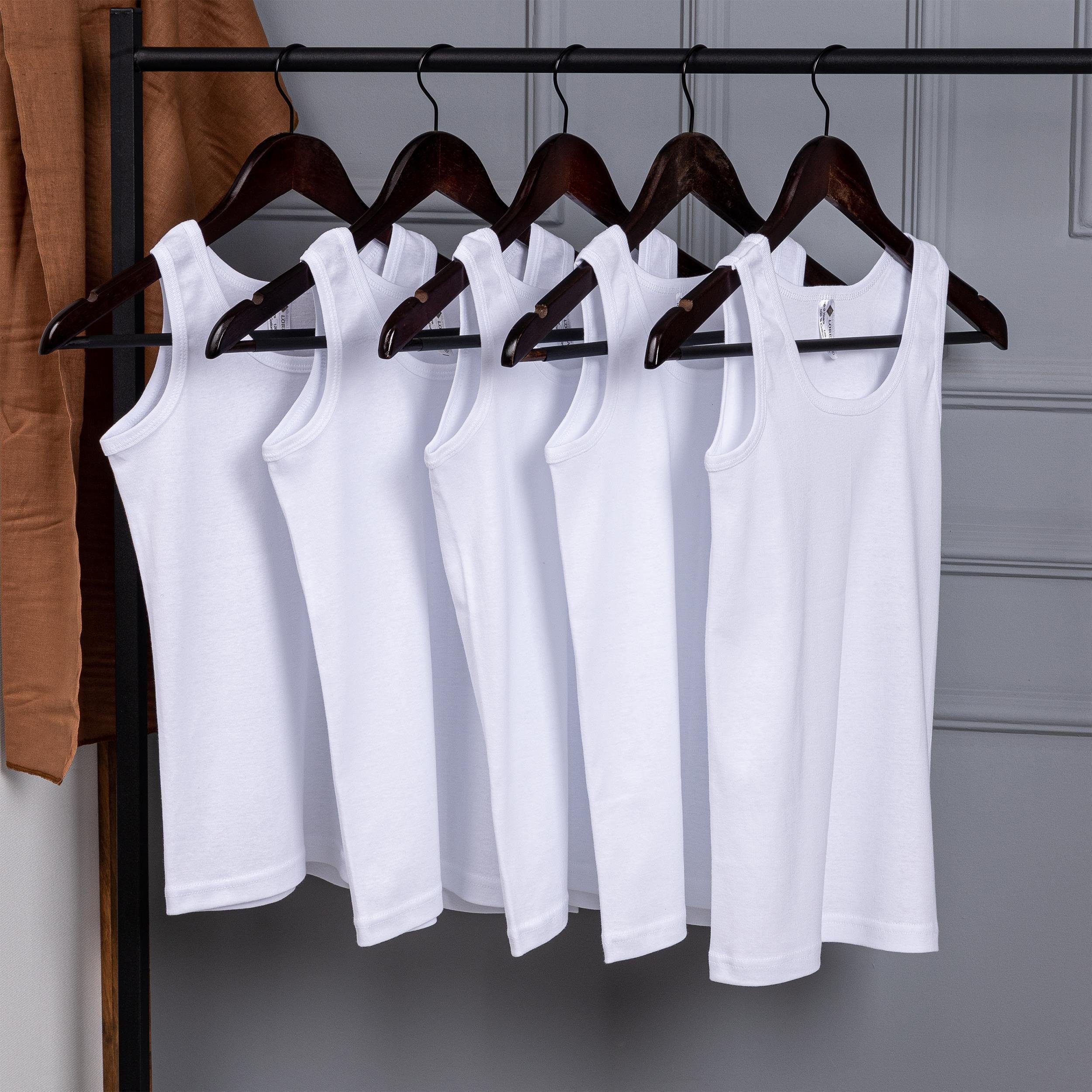 5 100% 5-St) Weiss (Spar-Packung, Unterhemd Jungen LOREZA Seitennaht Baumwolle ohne Unterhemden