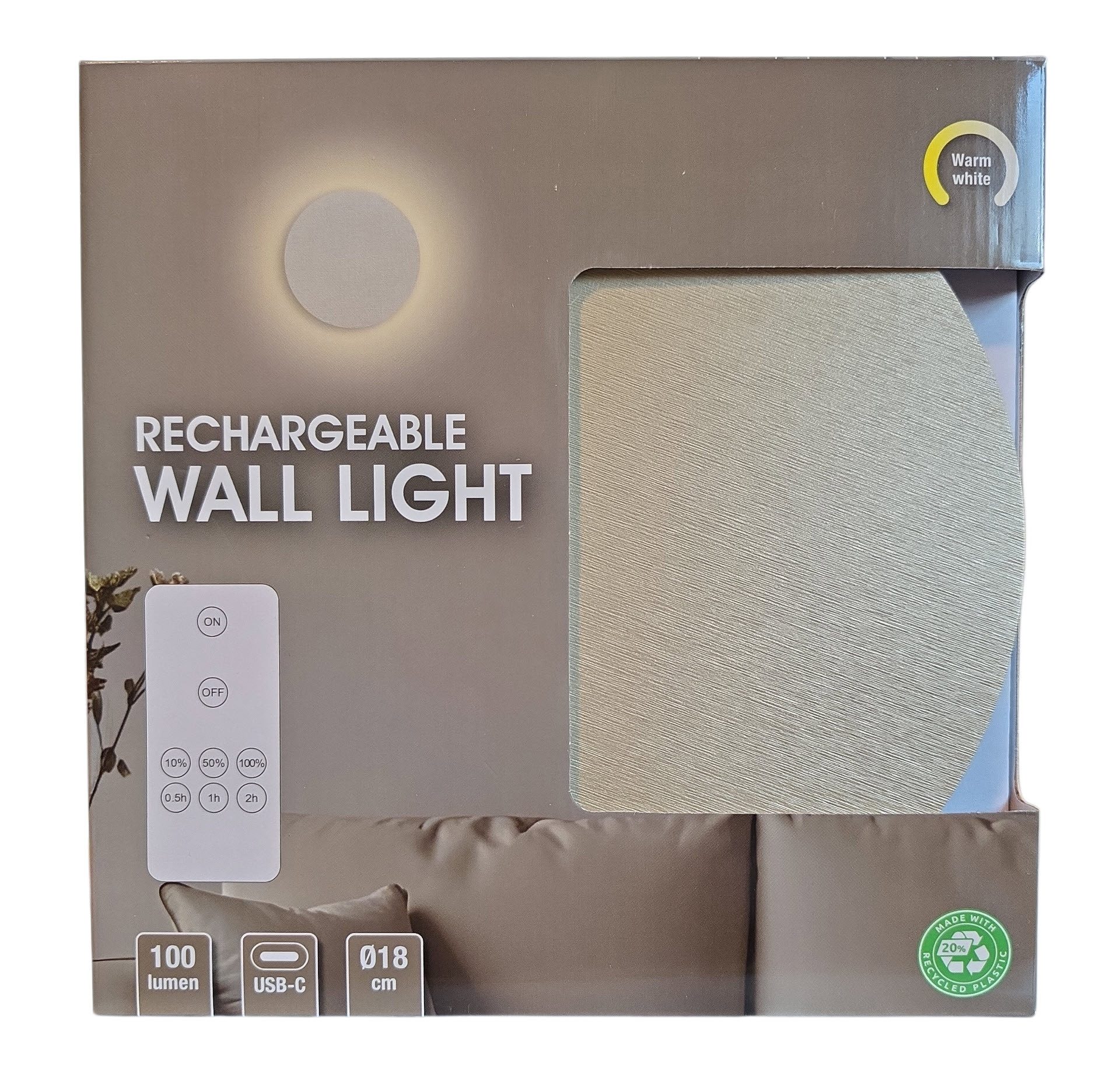Spectrum LED Wandleuchte Wandleuchte aufladbar 18 bis 25 cm 100 Lumen, LED fest integriert