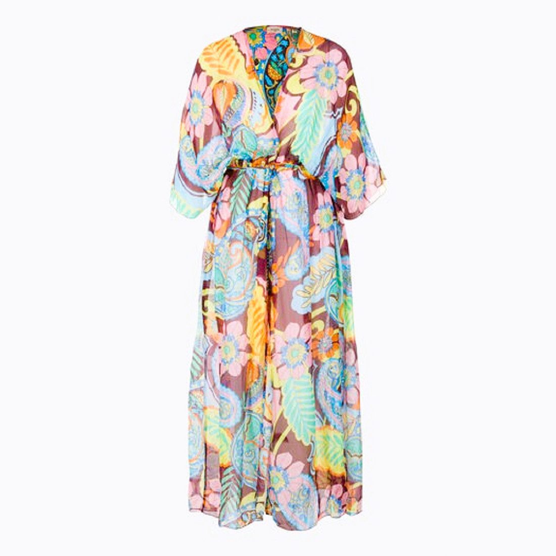 Chiffonkleid Guess Damen Kleidung, Guess Beach Long Silk Blend Kimono