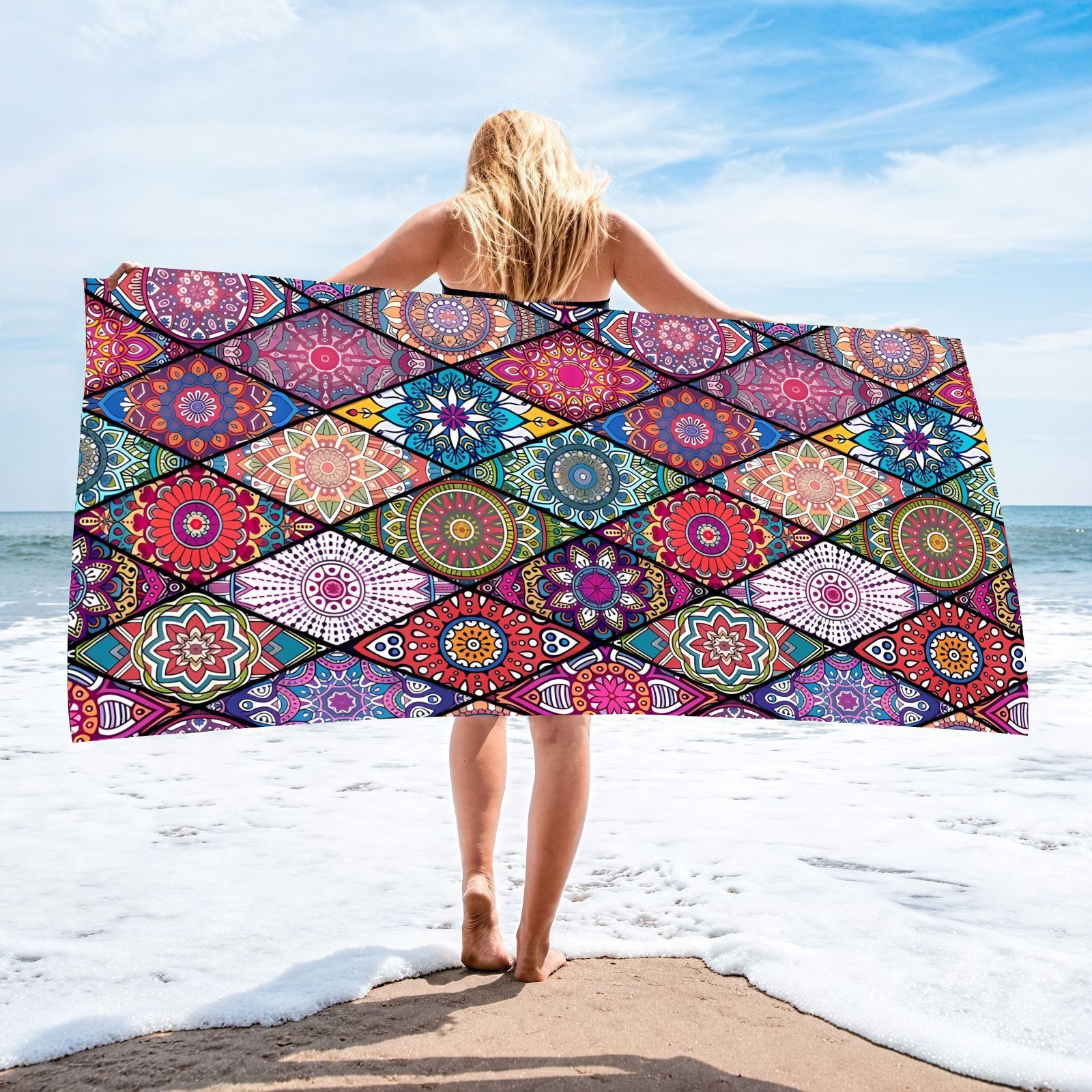 Coonoor Strandtuch XXL Badetuch Strandtuch Microfaser Strandhandtücher 1Set Beach Towels, 180x90 Schnelltrocknend Dünn Strandtücher Groß Leicht Badehandtuch – Bild 2 von 2