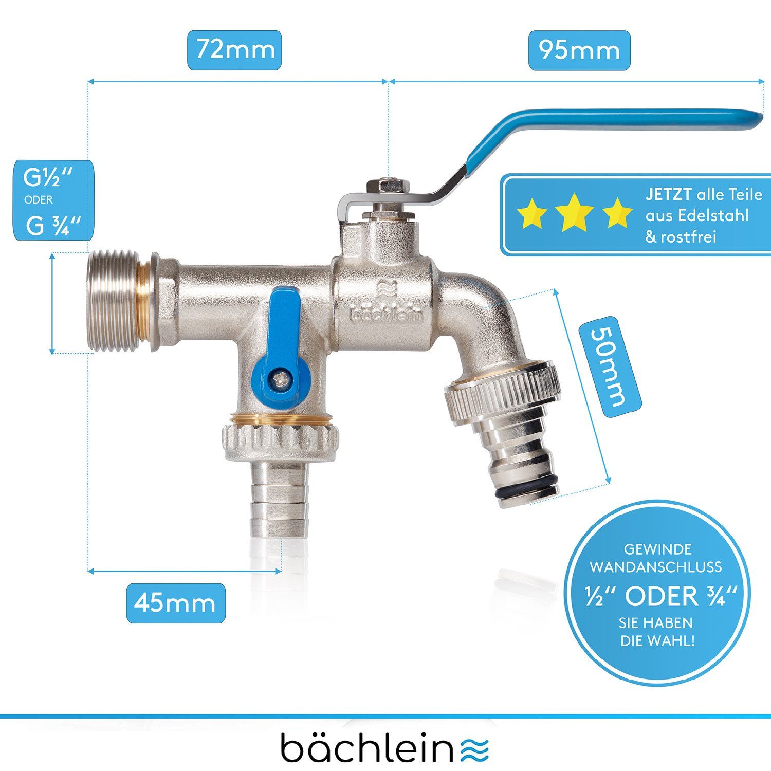 Bächlein Auslaufventil Doppel-Wasserhahn für den Garten – Bild 4 von 5