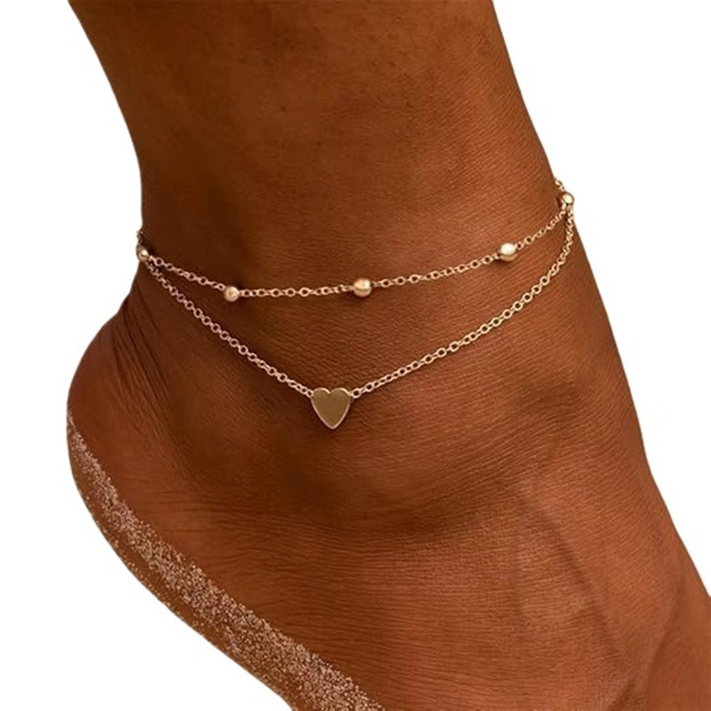 VEKROBOT Fußkette Damen Fußkette wasserfest verstellbar Minimalistisches Herz Design (1-tlg., Damen Schmuck Geschenk), Ideal für jeden Anlass tragbar