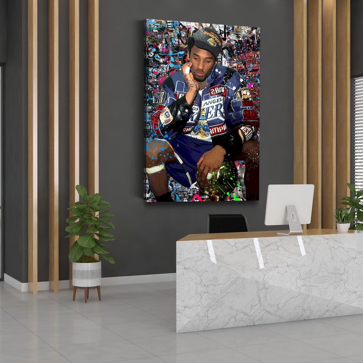 Artedinoi Leinwandbild Basketball Kobe Pop Art sitzend Street Art Graffiti Wandbild Leinwandb, Kobe Bryant, Graffiti