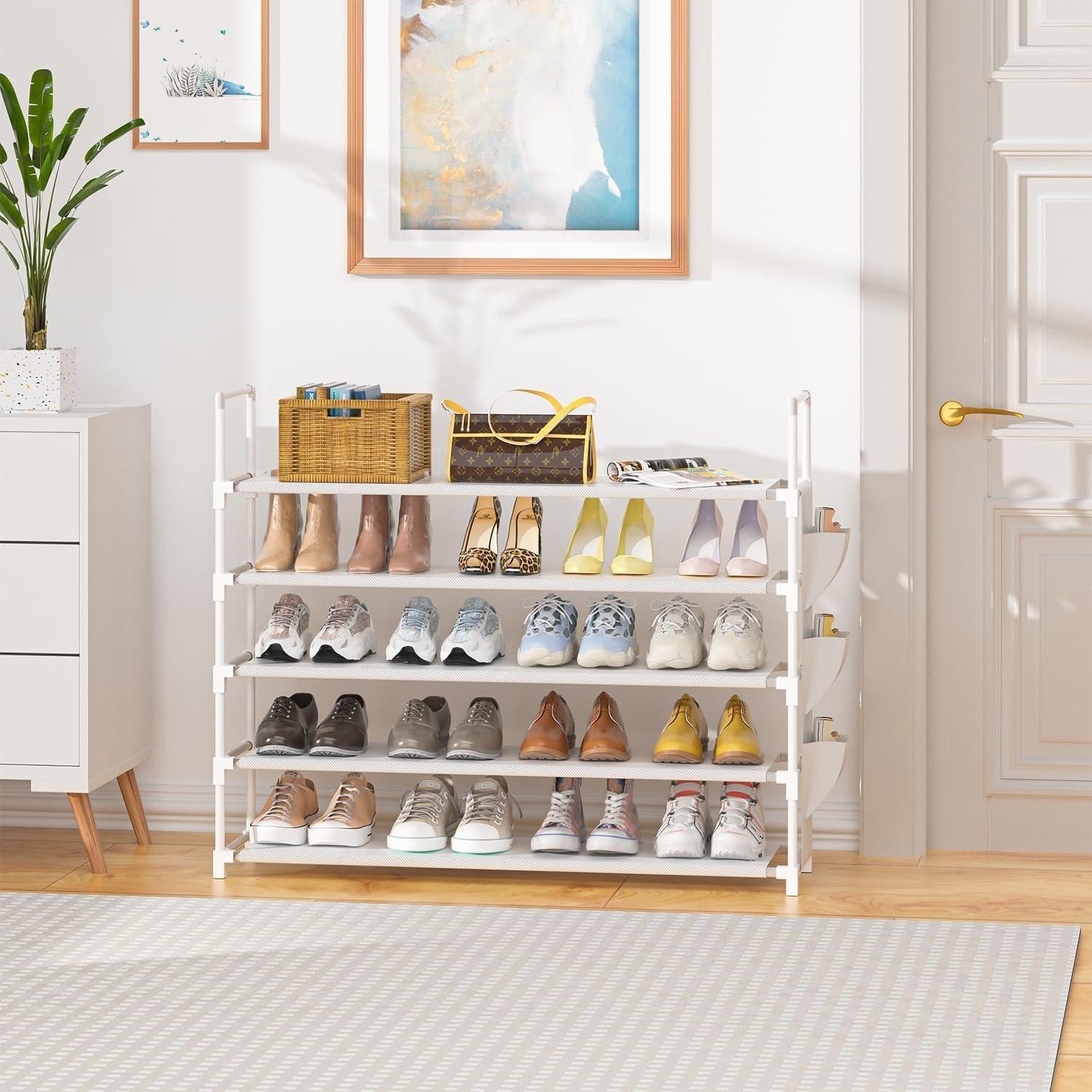 LuxusKollektion Schuhregal Schuhregal 5 Ebenen Schuhorganizer 20 Paar Weiß 5 Tier – Bild 2 von 5