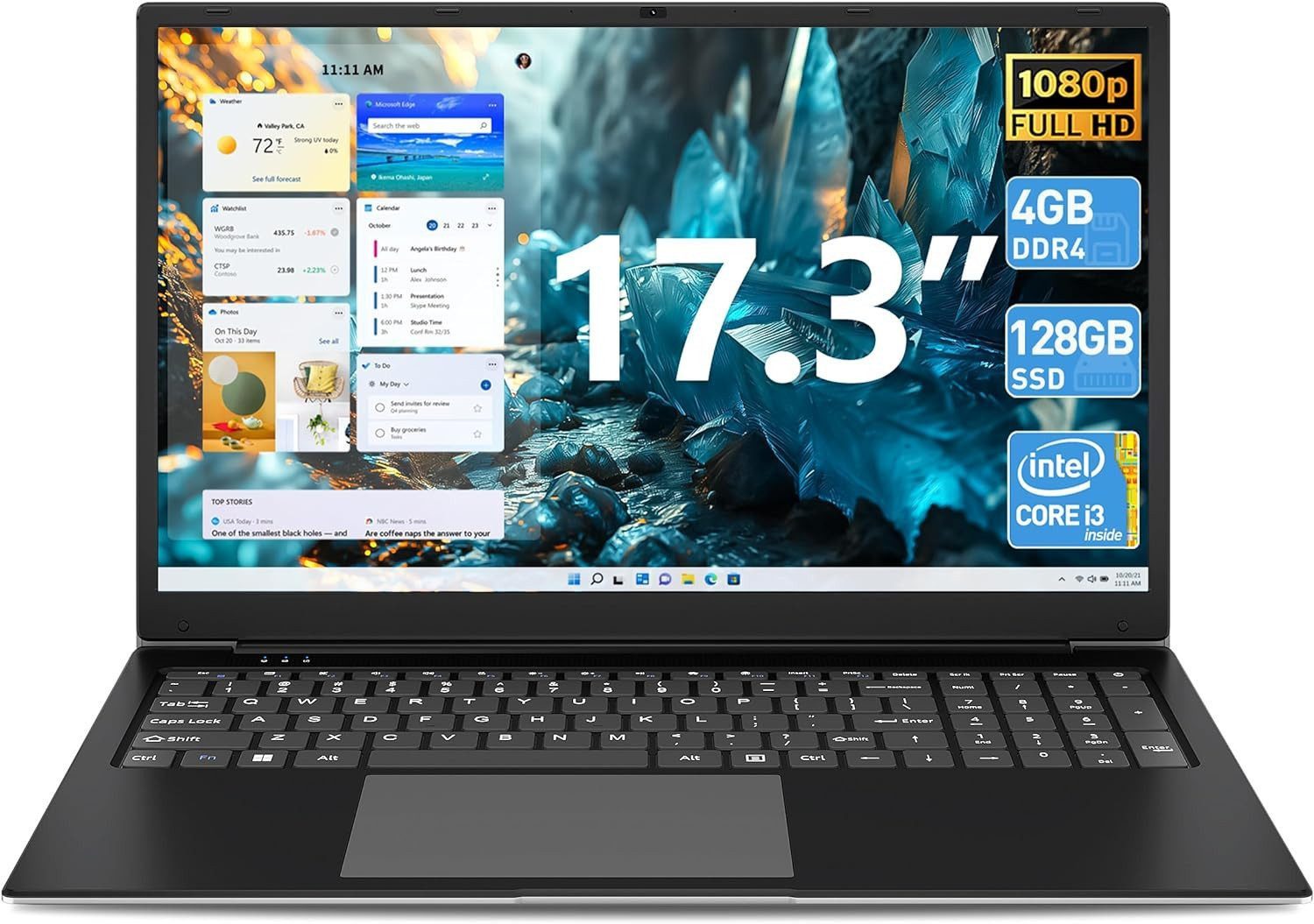 MENGHU 17,3" Laptop 4GB + 128GB I3 5005U FHD 1920x1080 IPS Notebook (i3-5005U, 128 GB SSD, Broadwell 5th Generation Intel® Core™ i3 Processors)