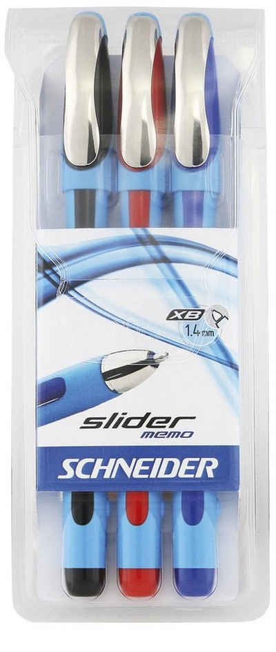 Schneider 3 Schneider Kugelschreiber Slider Memo farbsortiert Schreibfarbe farbs Tintenpatrone