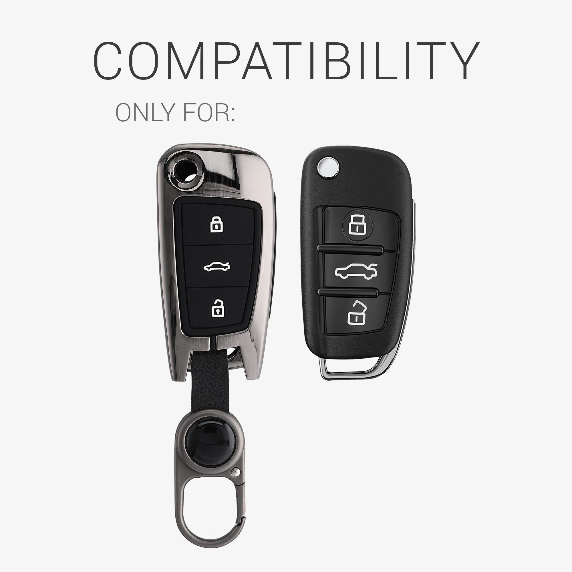 kwmobile Schlüsseltasche Autoschlüssel Hülle für Audi, Hardcover Schutzhülle Metall
